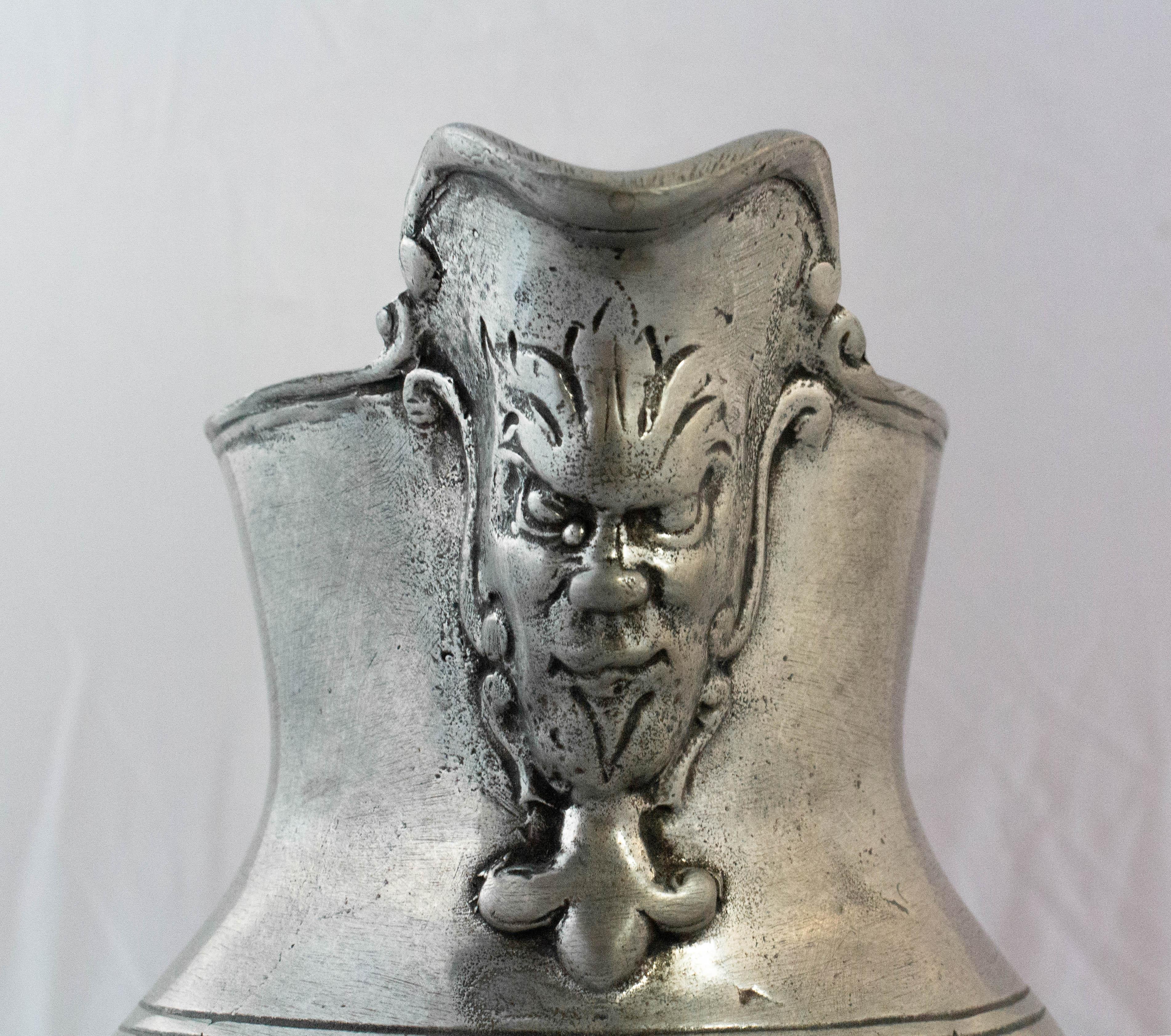 19th Century French Bacchus Pewter Pitcher Center Piece Etains de Paris 1