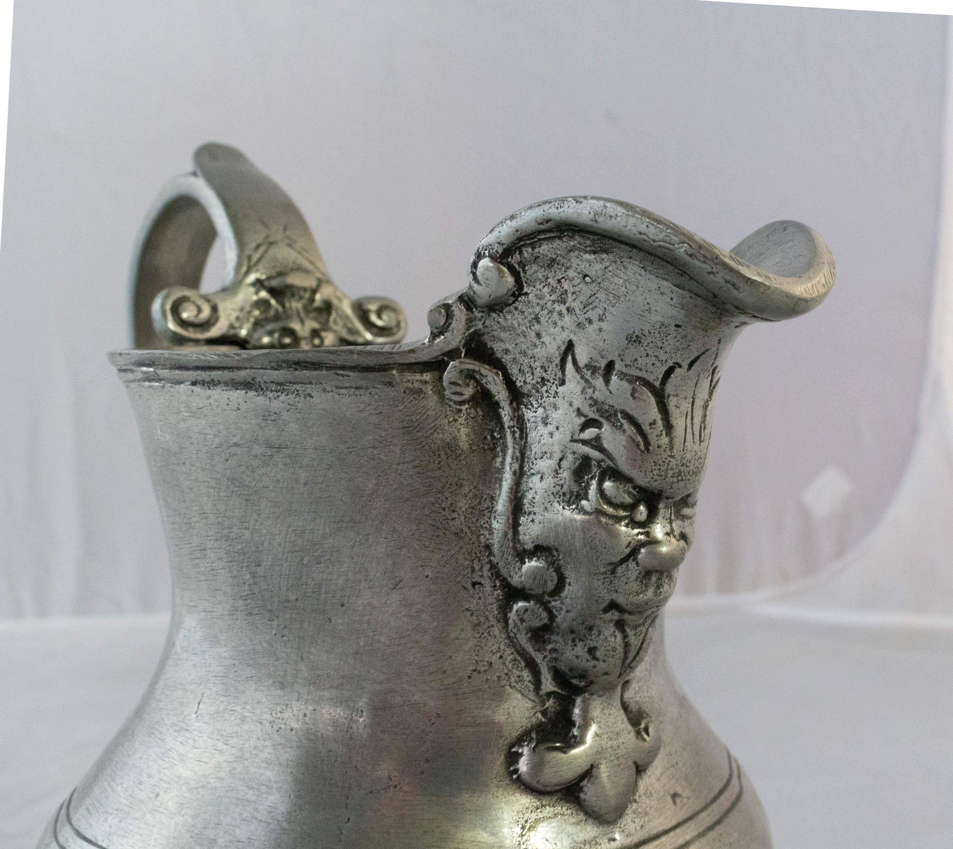 19th Century French Bacchus Pewter Pitcher Center Piece Etains de Paris 2