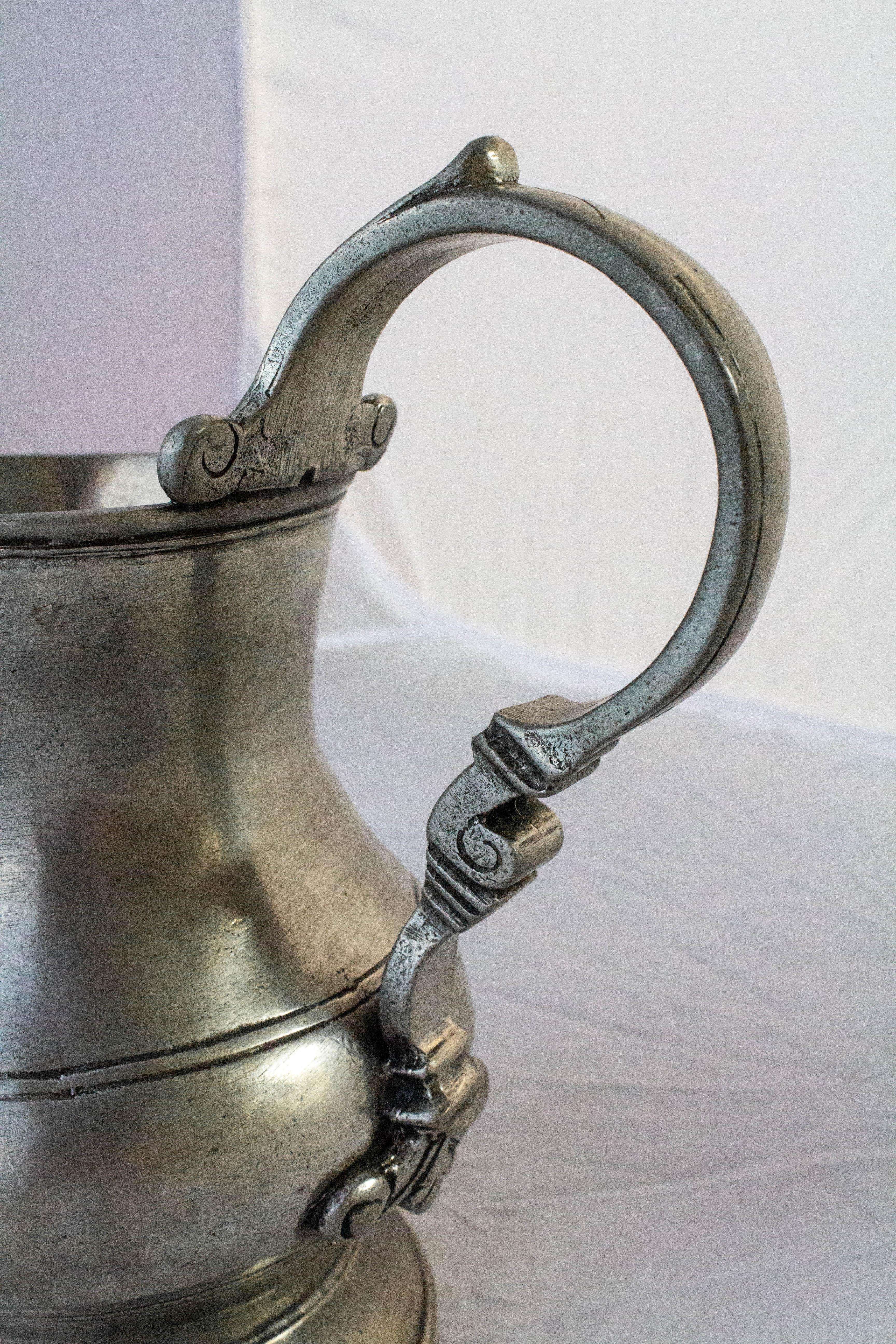 19th Century French Bacchus Pewter Pitcher Center Piece Etains de Paris 5