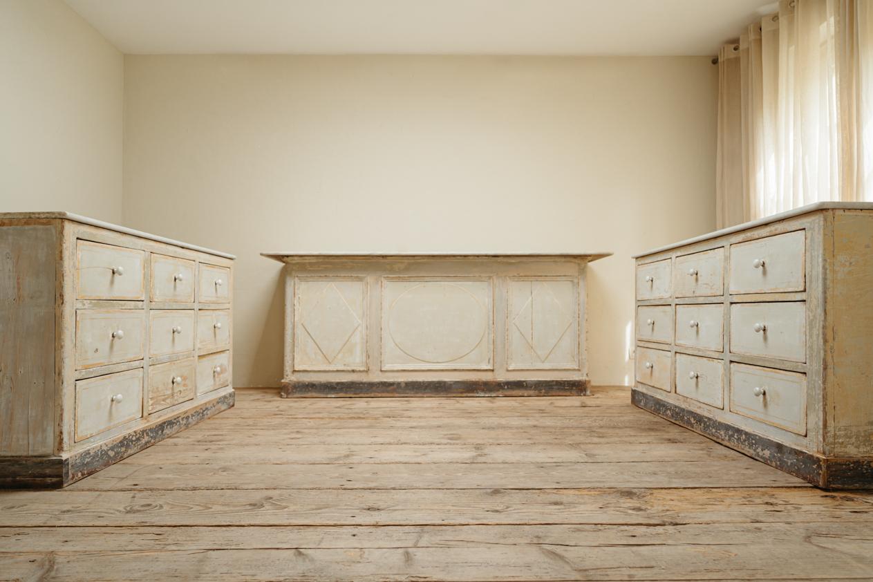 19th century French bakery shop interior, counter + 2 chests of drawers  7