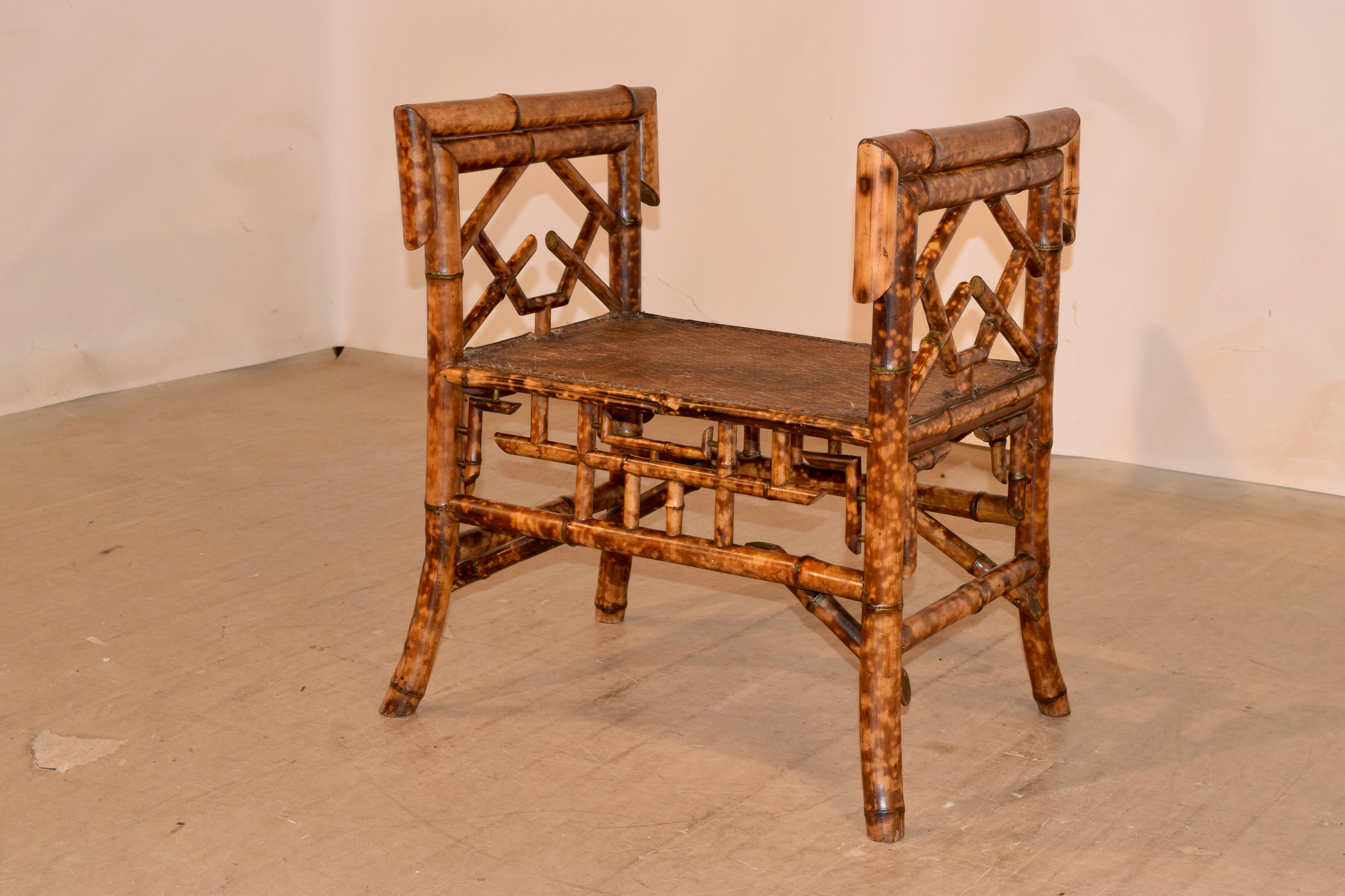 19th Century French Bamboo Bench with Arms 1
