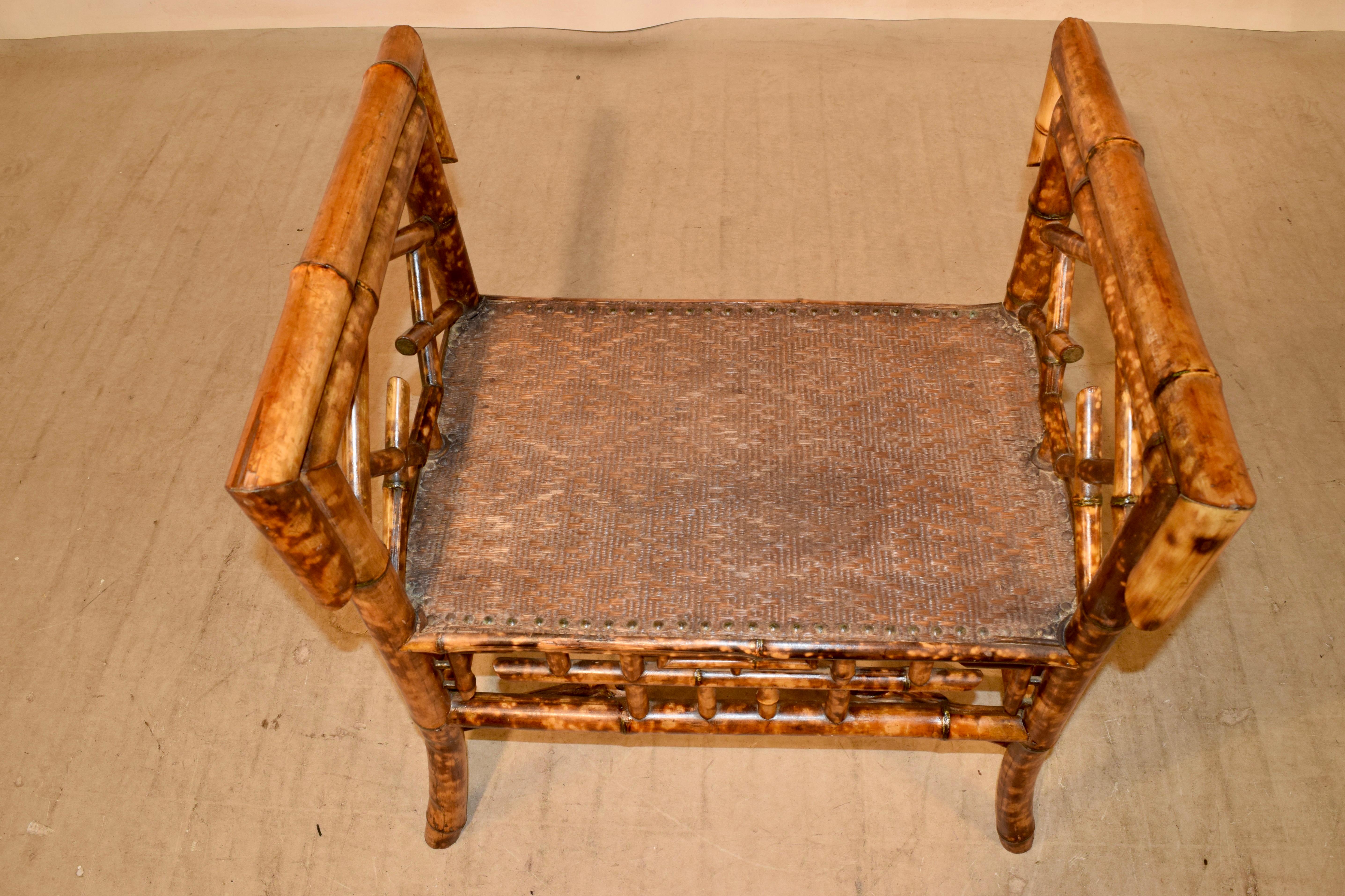 19th Century French Bamboo Bench with Arms 3