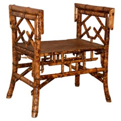 19th Century French Bamboo Bench with Arms