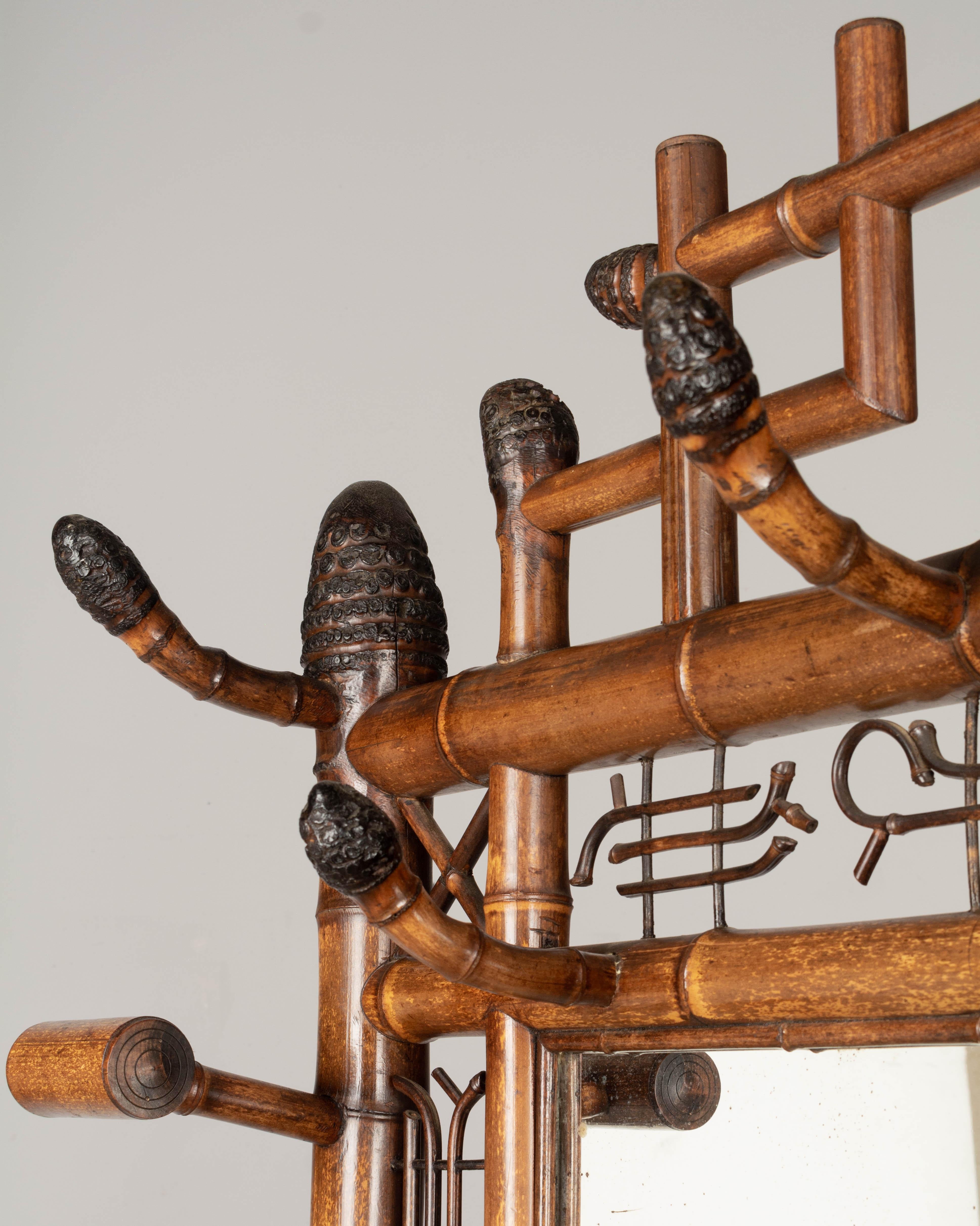 19th Century French Bamboo Hall Tree or Coat Rack 5