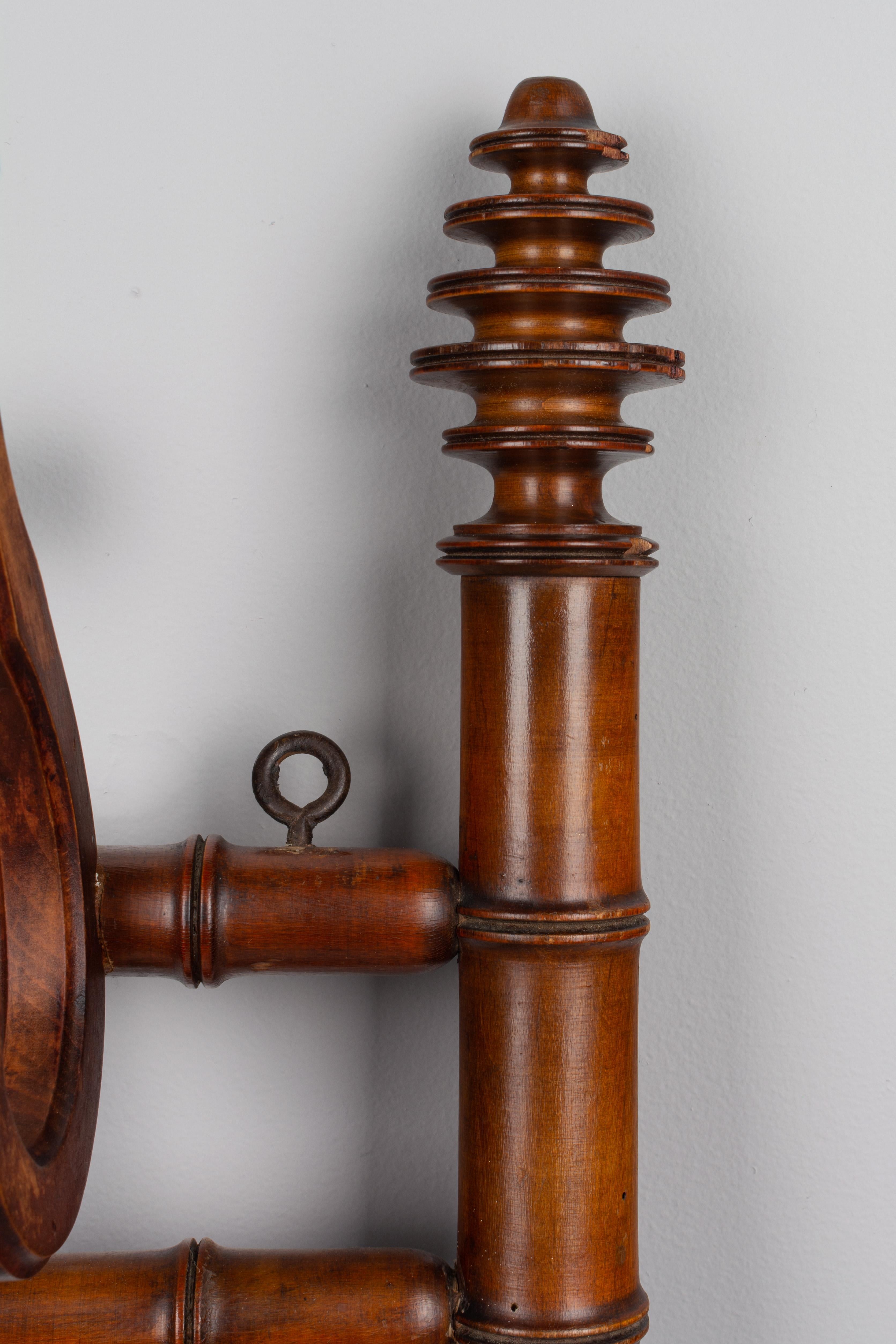 Turned 19th Century French Bamboo Hall Tree or Coat Rack