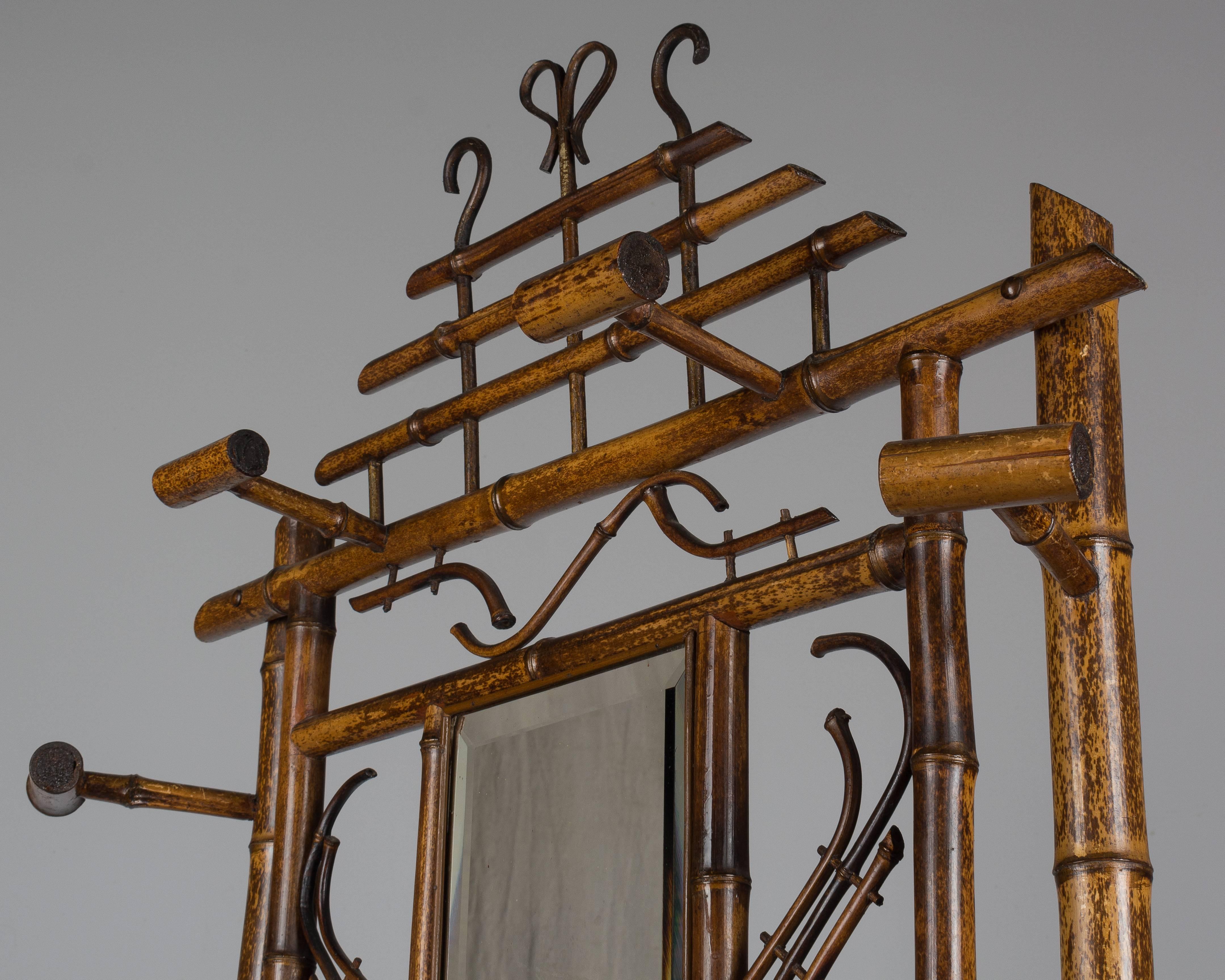 19th Century French Bamboo Hall Tree or Coat Rack 1