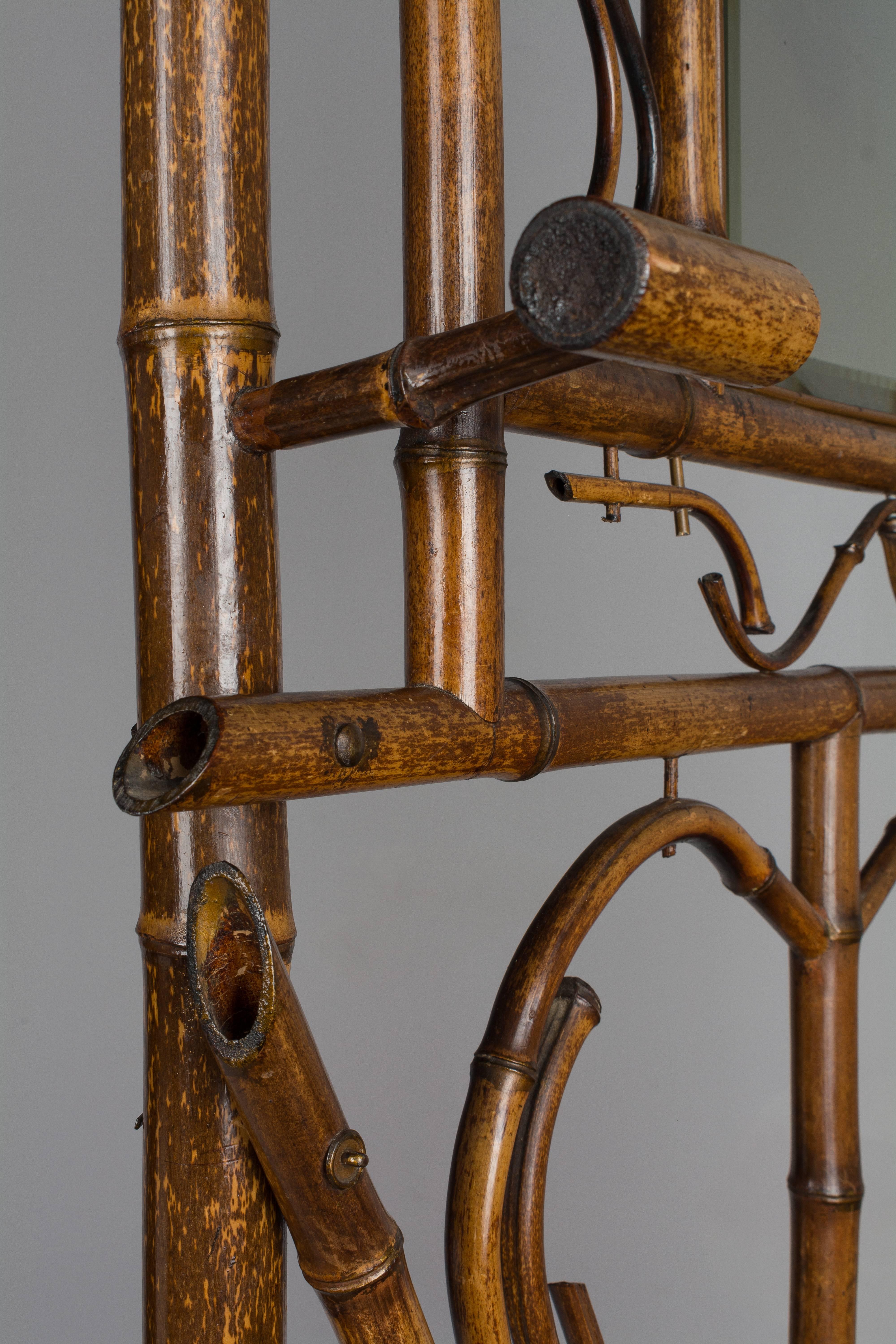 19th Century French Bamboo Hall Tree or Coat Rack 2