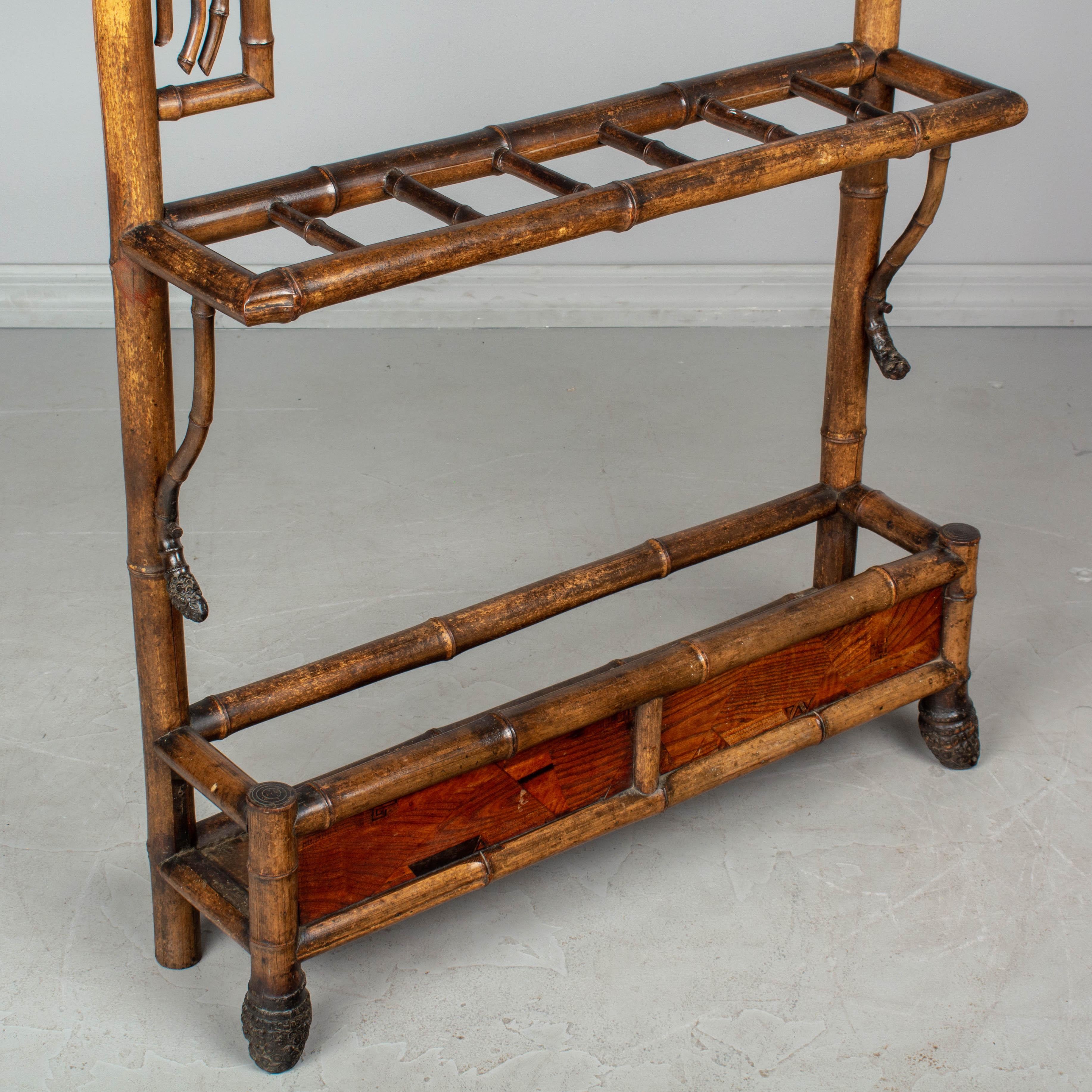 19th Century French Bamboo Hall Tree or Coat Rack 4
