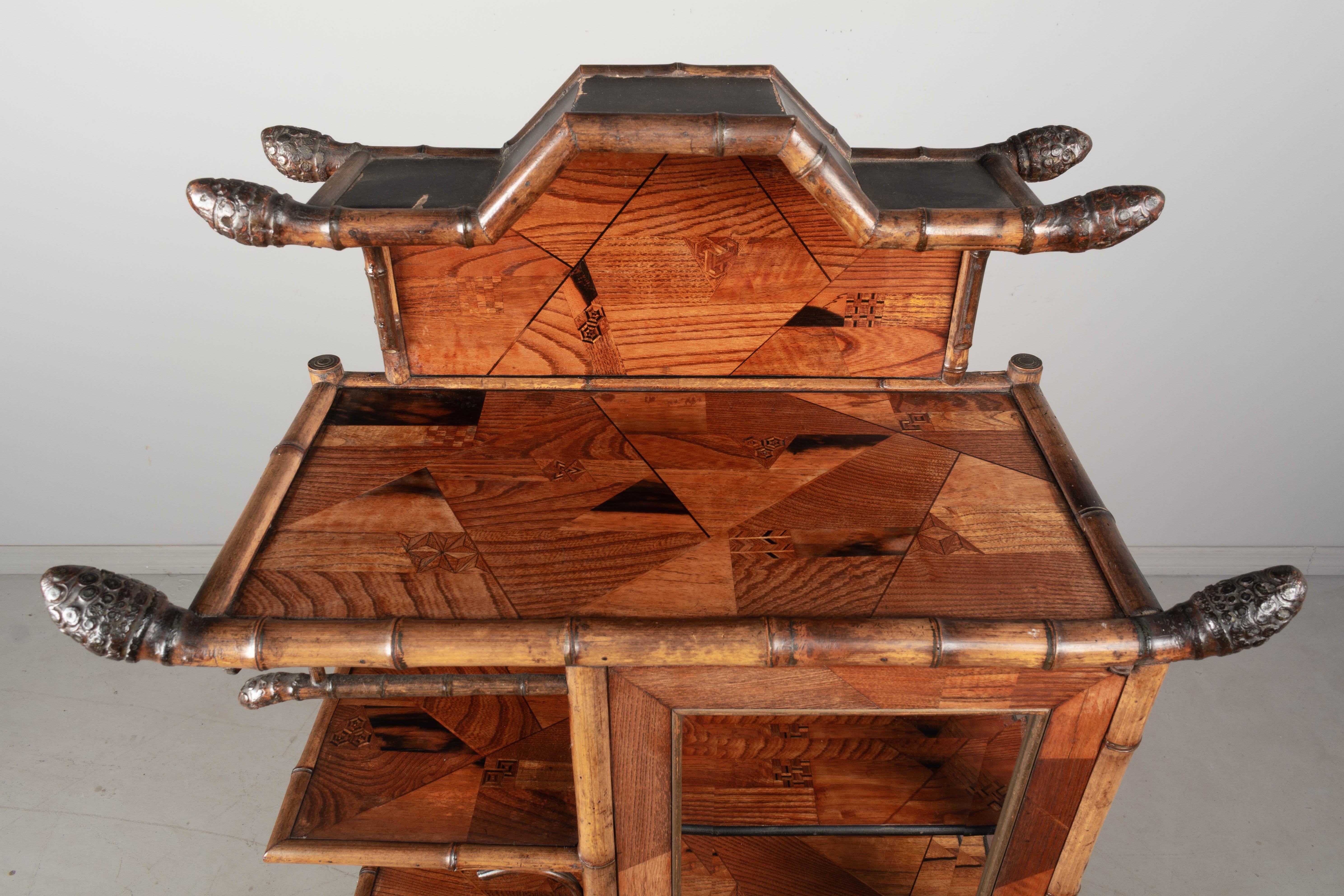 19th Century French Bamboo Japonisme Marquetry Etagere 8