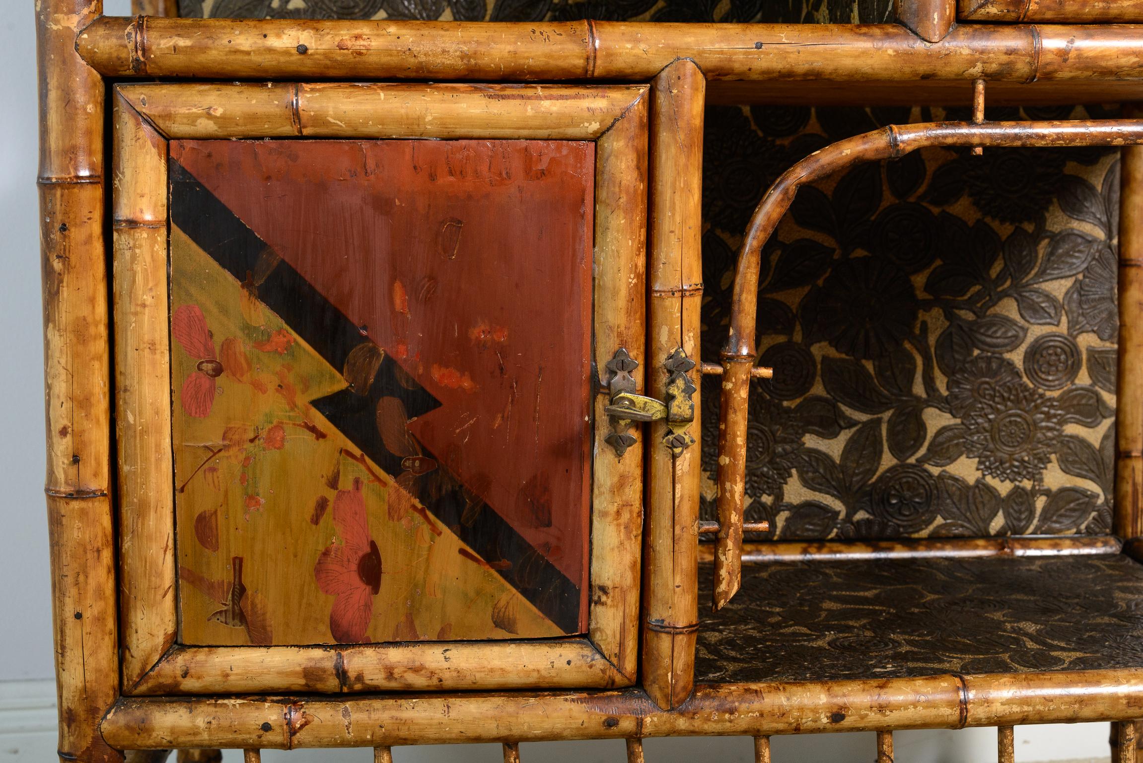 Am 19. Jahrhundert Französisch Bambus & Lack Kabinett Etagere im Angebot 6