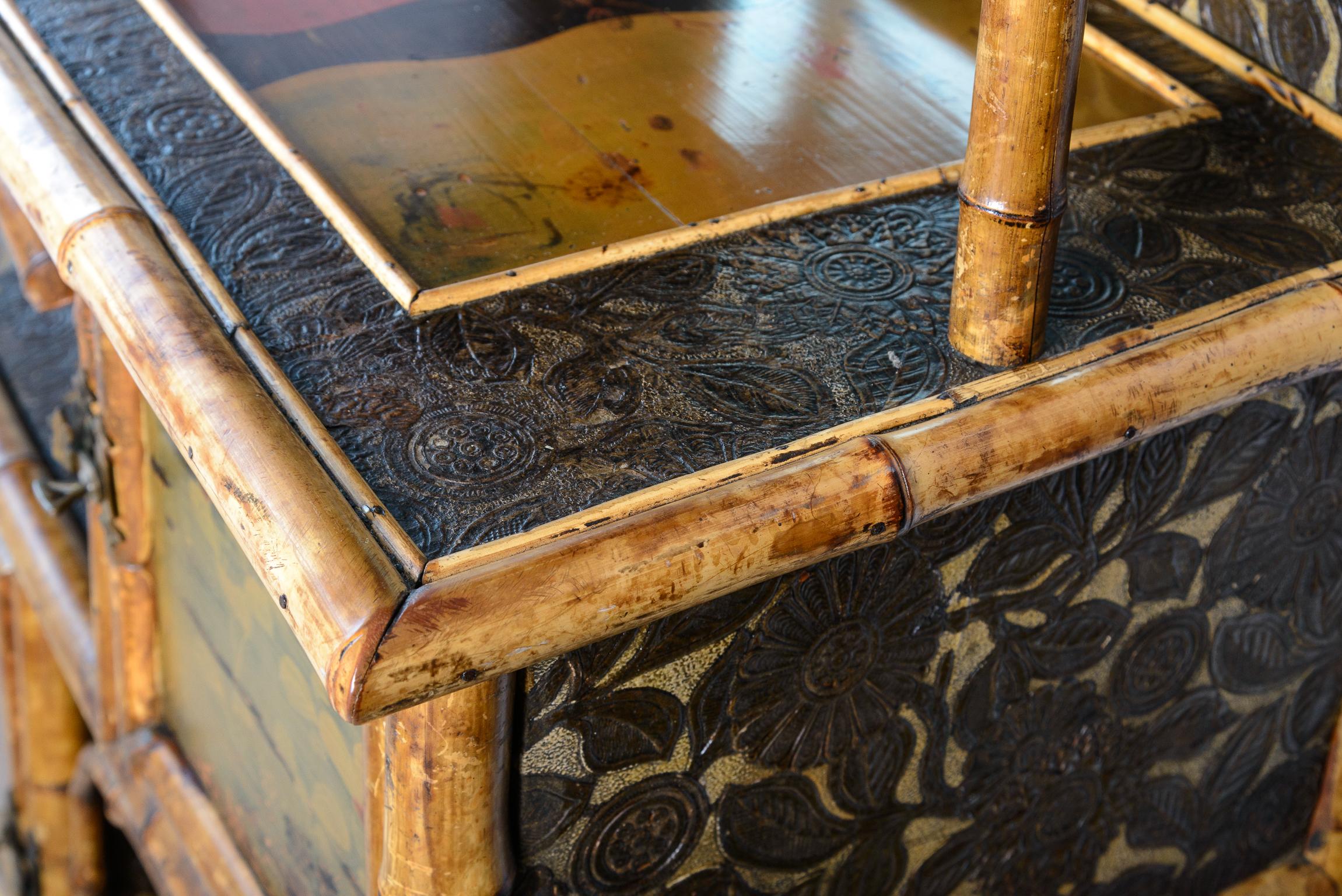 Am 19. Jahrhundert Französisch Bambus & Lack Kabinett Etagere im Angebot 7