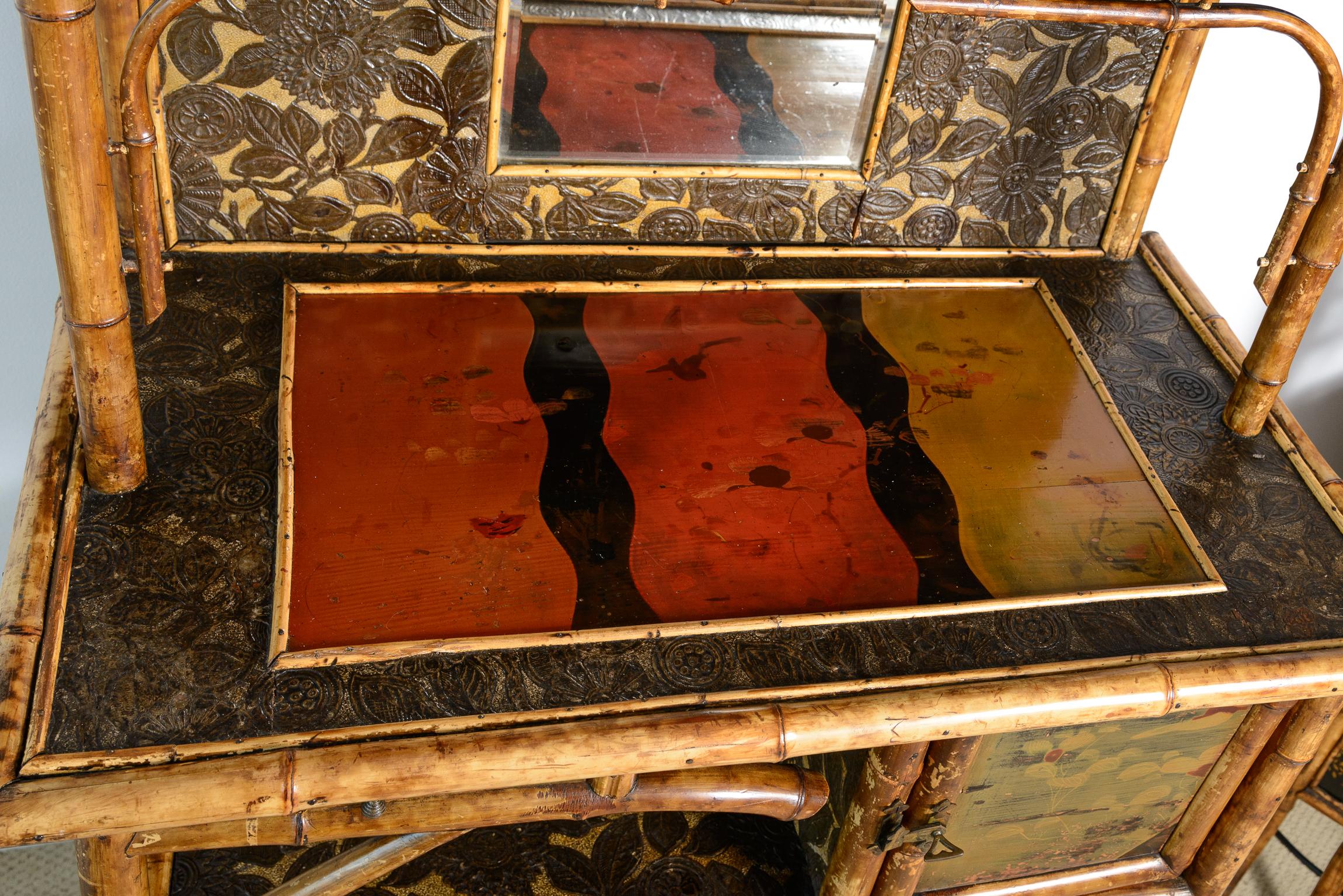 Am 19. Jahrhundert Französisch Bambus & Lack Kabinett Etagere im Angebot 9