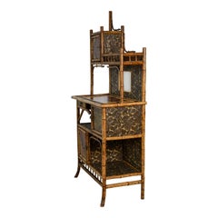 19Th. Century French Bamboo & Lacquer Cabinet Etagere