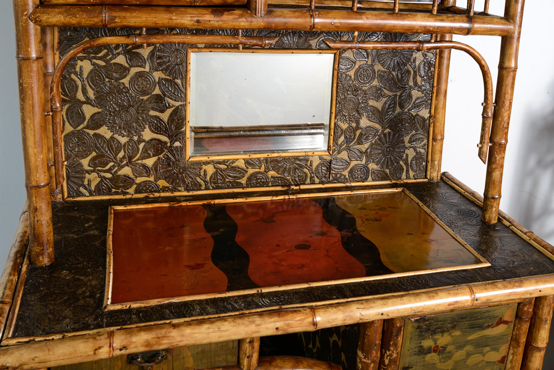 Am 19. Jahrhundert Französisch Bambus & Lack Kabinett Etagere im Angebot 2