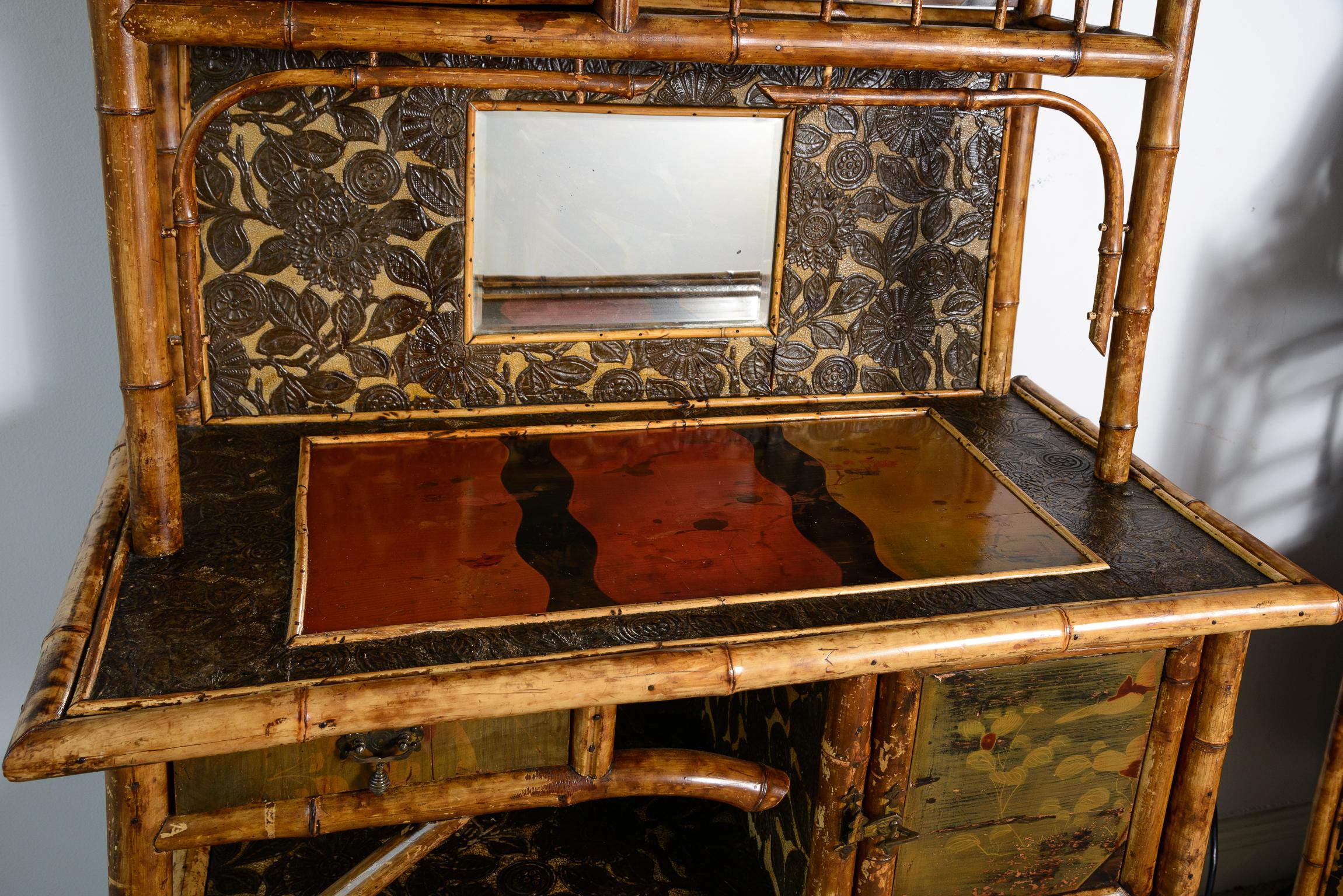 Am 19. Jahrhundert Französisch Bambus & Lack Kabinett Etagere im Angebot 4