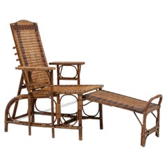 19th Century French Bamboo Lounge Chair, Antique, Good Condition