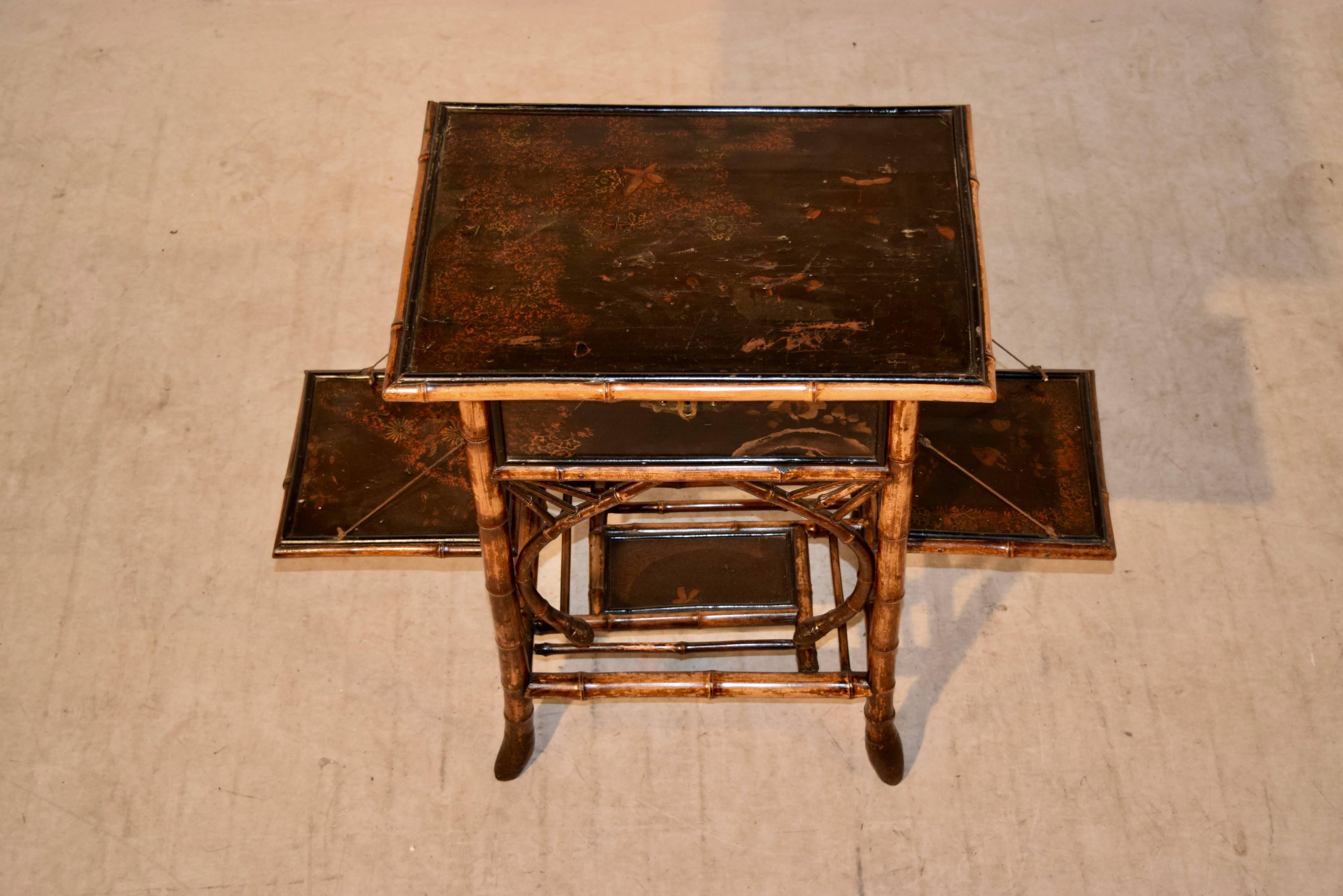 Art Nouveau 19th Century French Bamboo Sewing Table