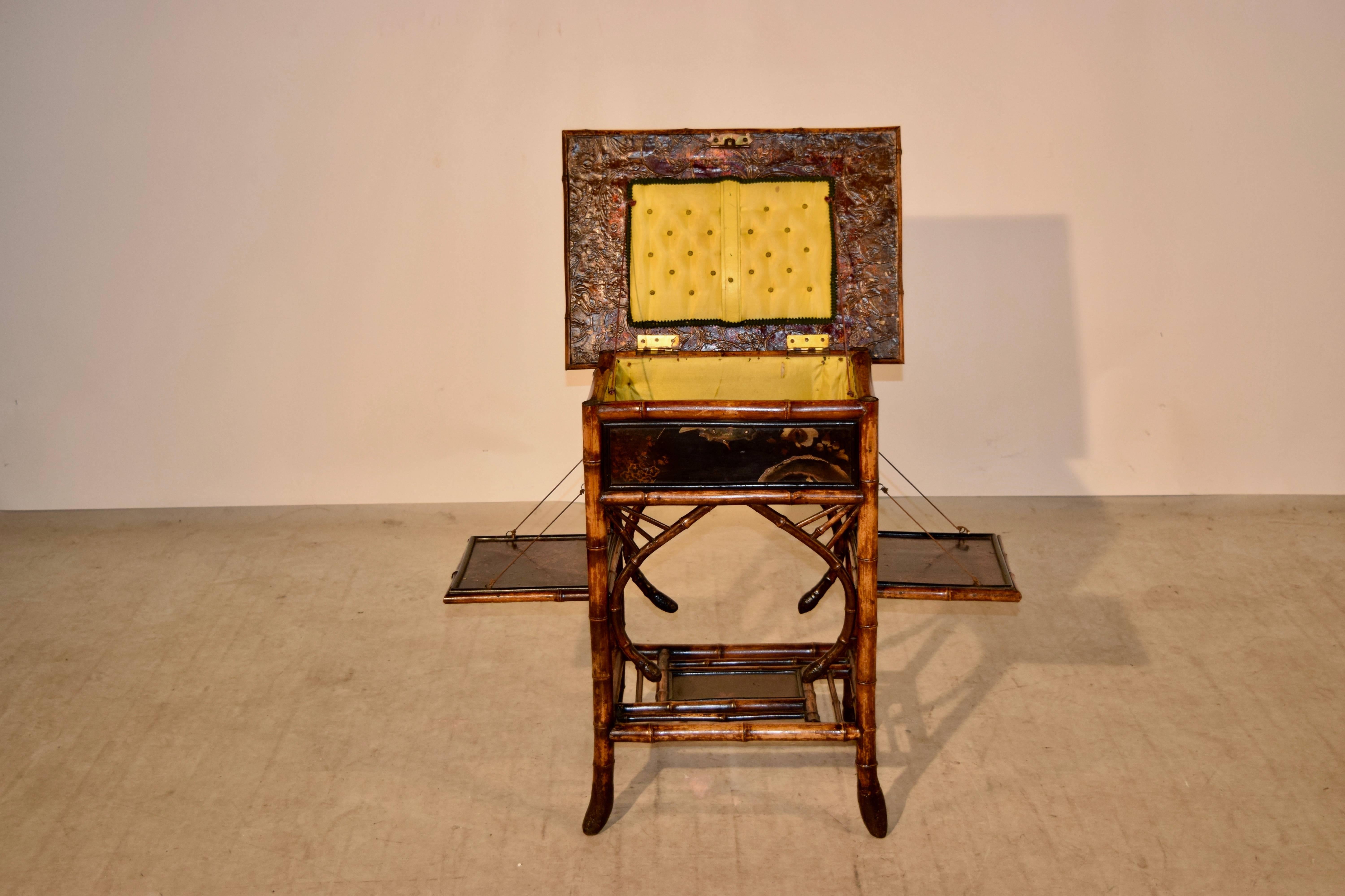 19th Century French Bamboo Sewing Table 1