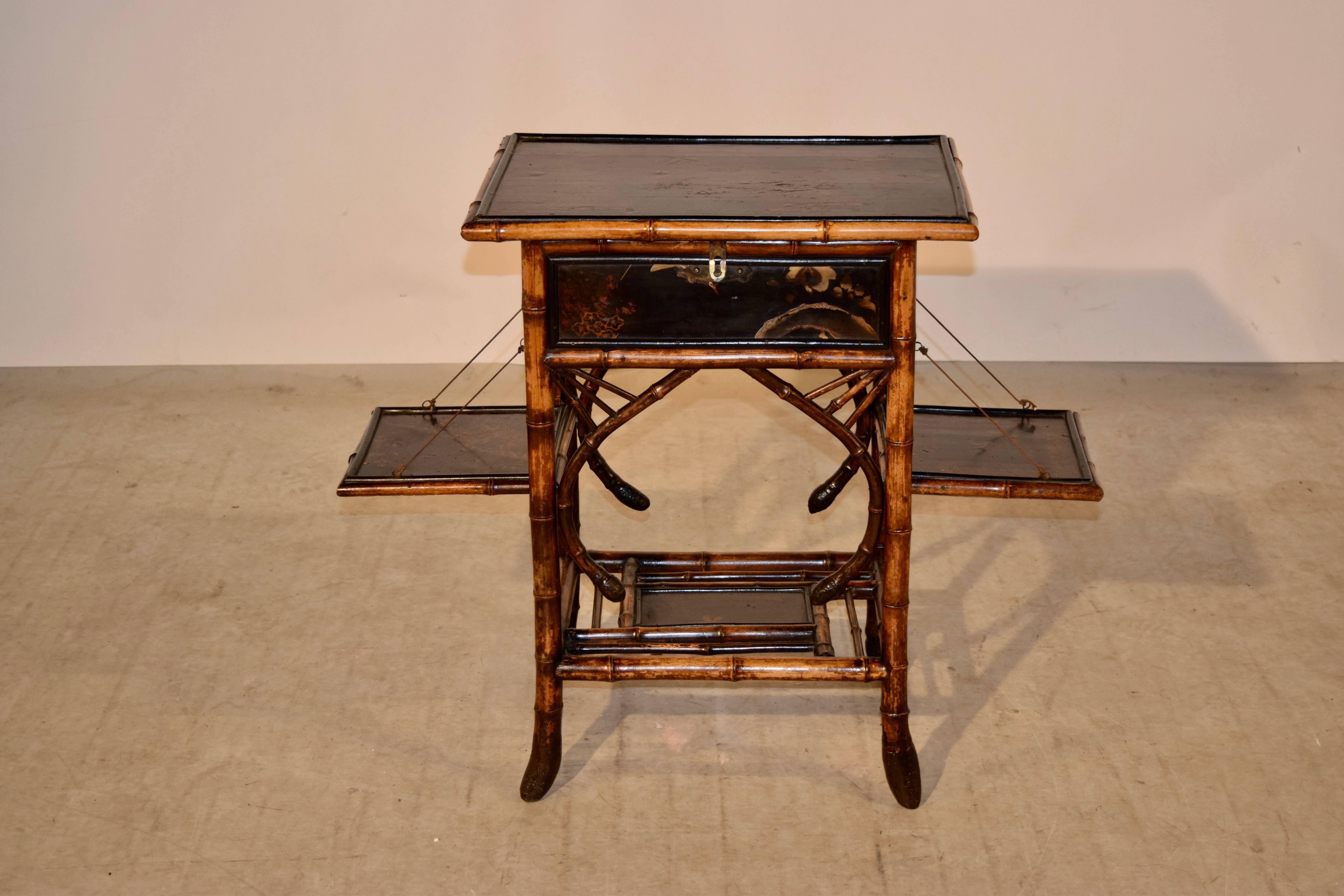 19th Century French Bamboo Sewing Table 2