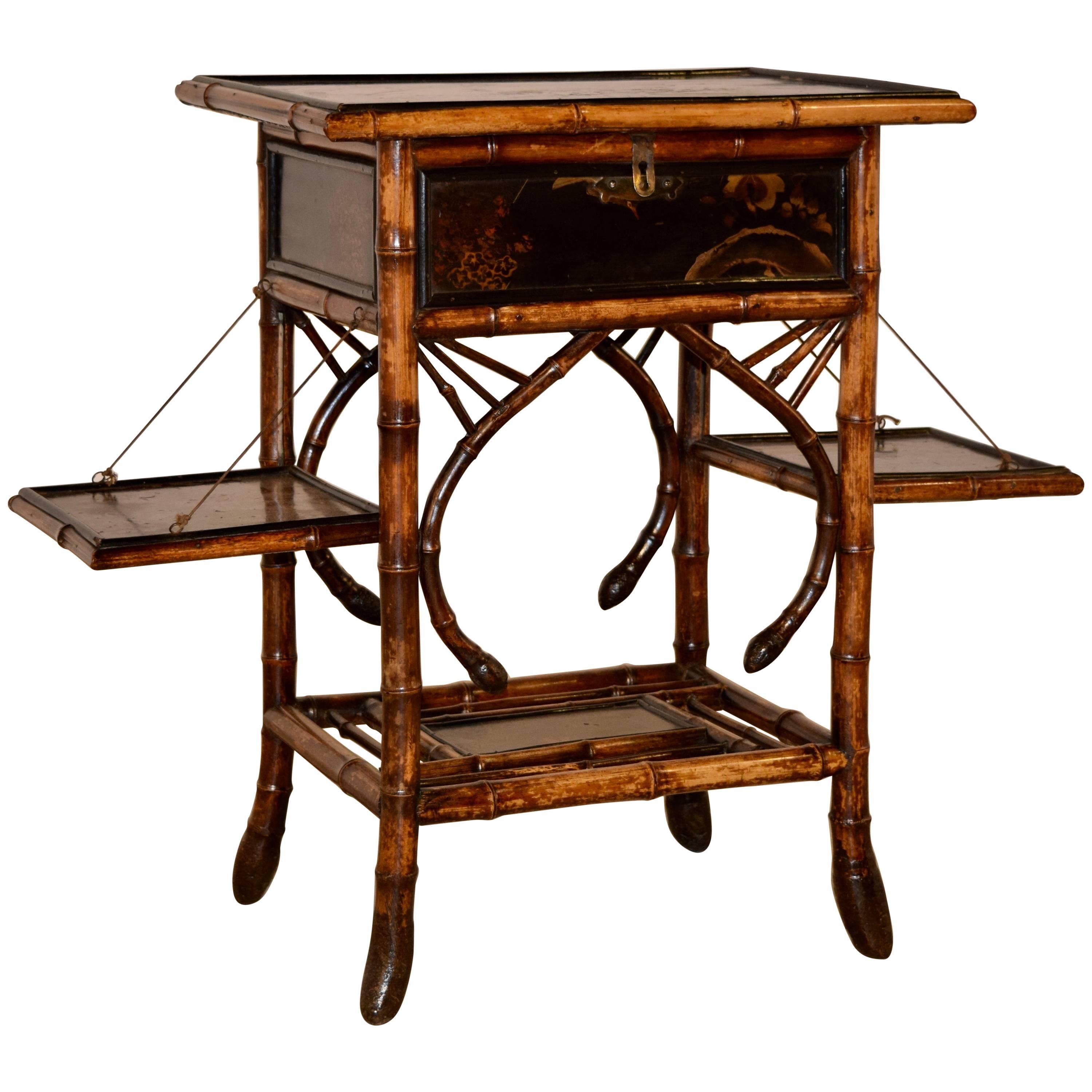 19th Century French Bamboo Sewing Table