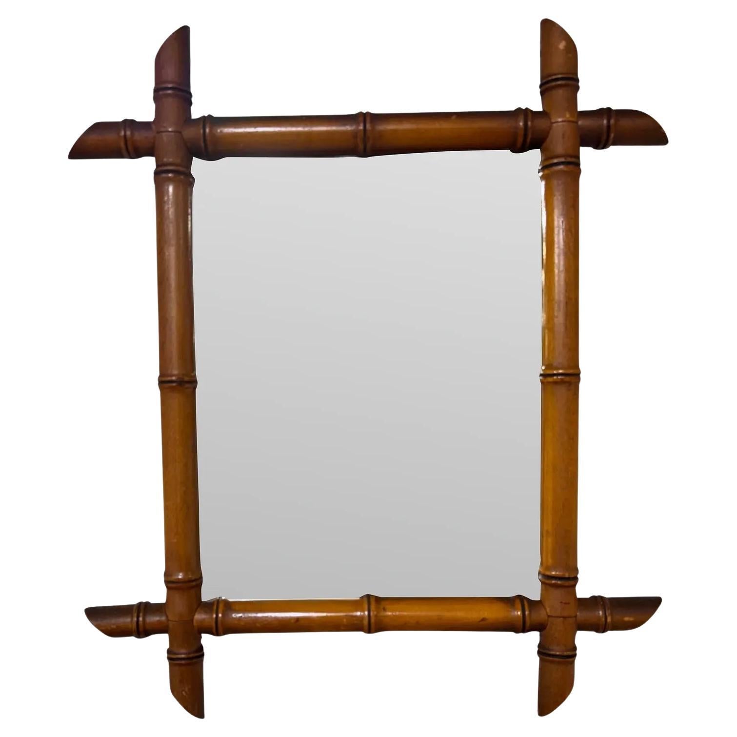 19th Century French Bamboo Wall Mirror