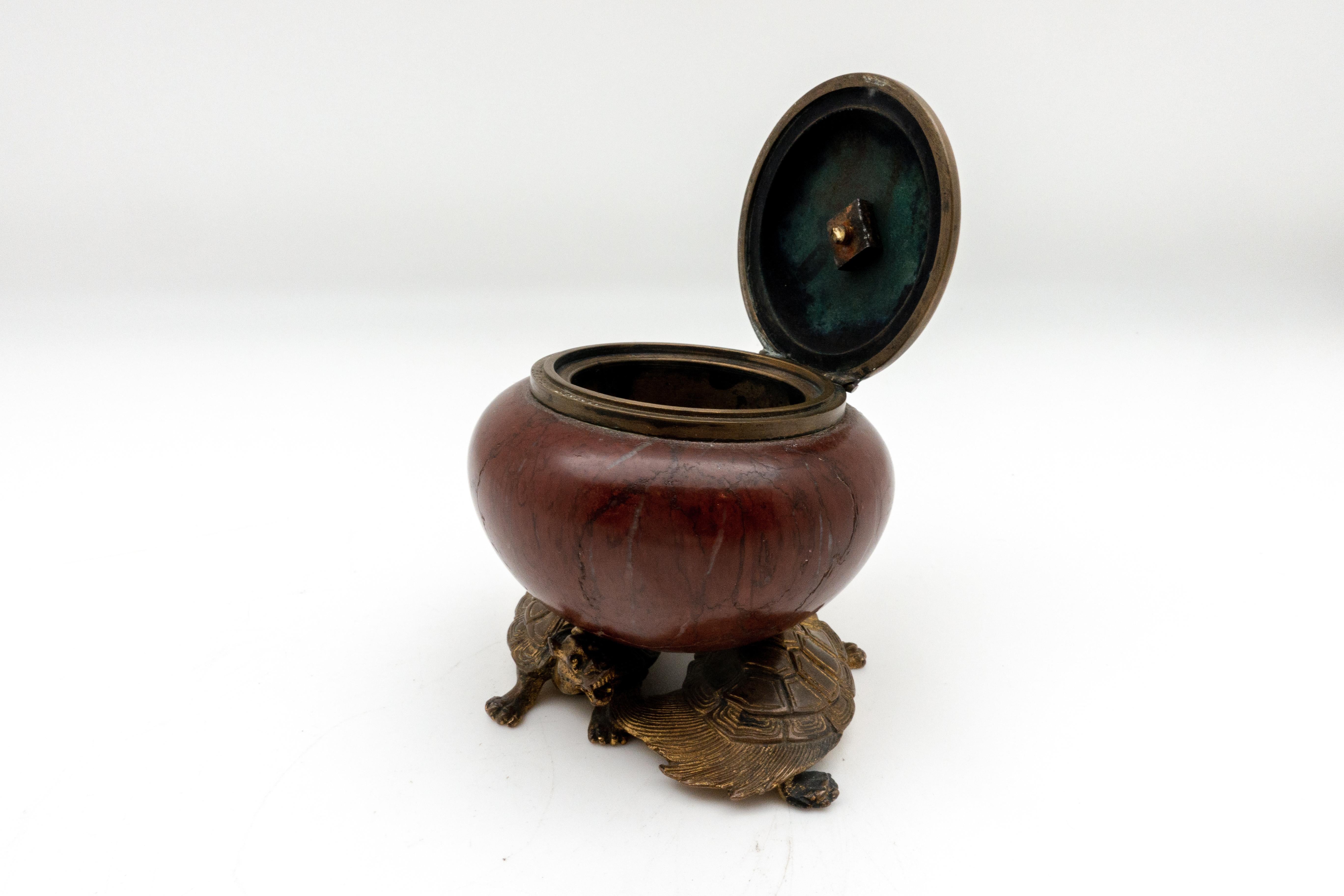 19th Century French Barbedienne Bronze and Marble Inkwell by Edouard Lièvre 1