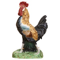 19th Century French Barbotine Rooster Vase in the Manner of Carrier-Belleuse