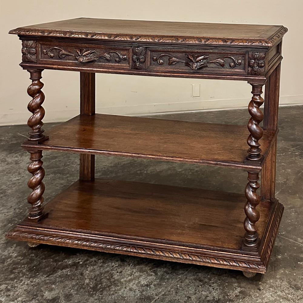Hand-Carved 19th Century French Barley Twist Dessert Buffet For Sale