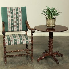 19th Century French Barley Twist Mahogany Lamp Table