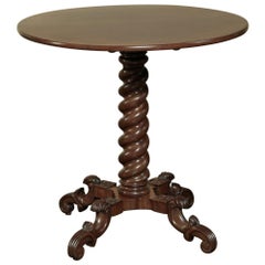 19th Century French Barley Twist Mahogany Lamp Table