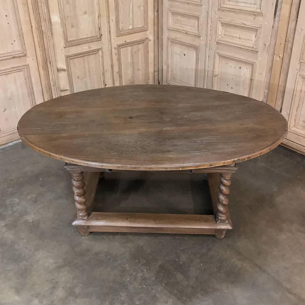 Rustic 18th Century French Barley Twist Oval Table