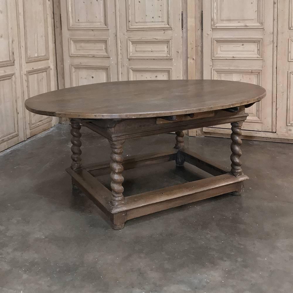 Hand-Crafted 18th Century French Barley Twist Oval Table