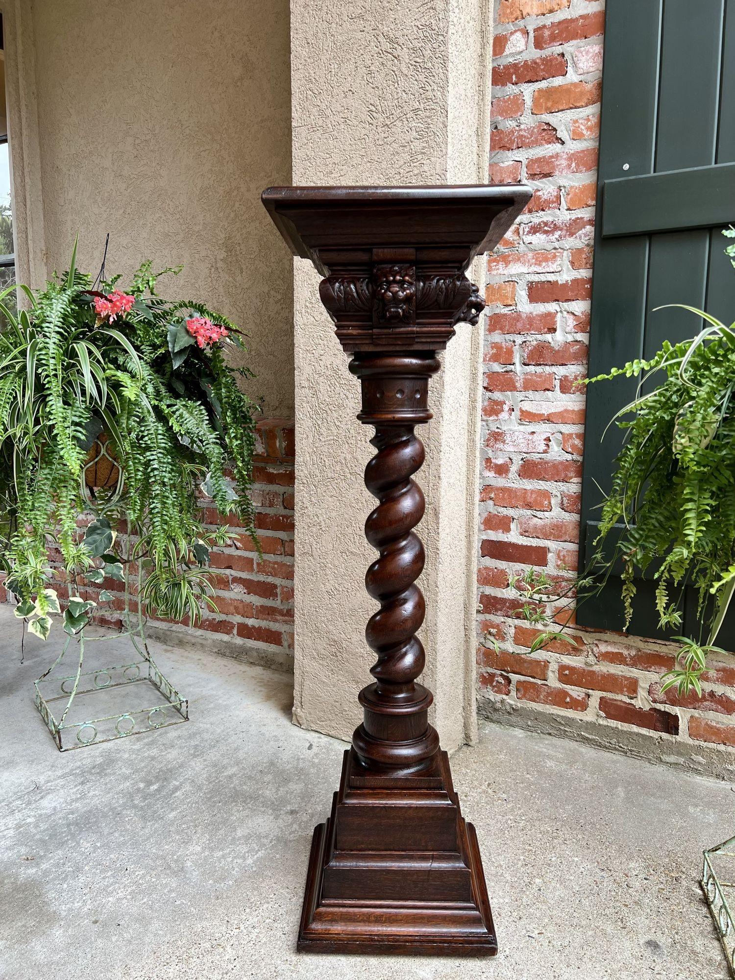 Hand-Carved 19th century French Barley Twist Pedestal Bronze Plant Stand Column Renaissance