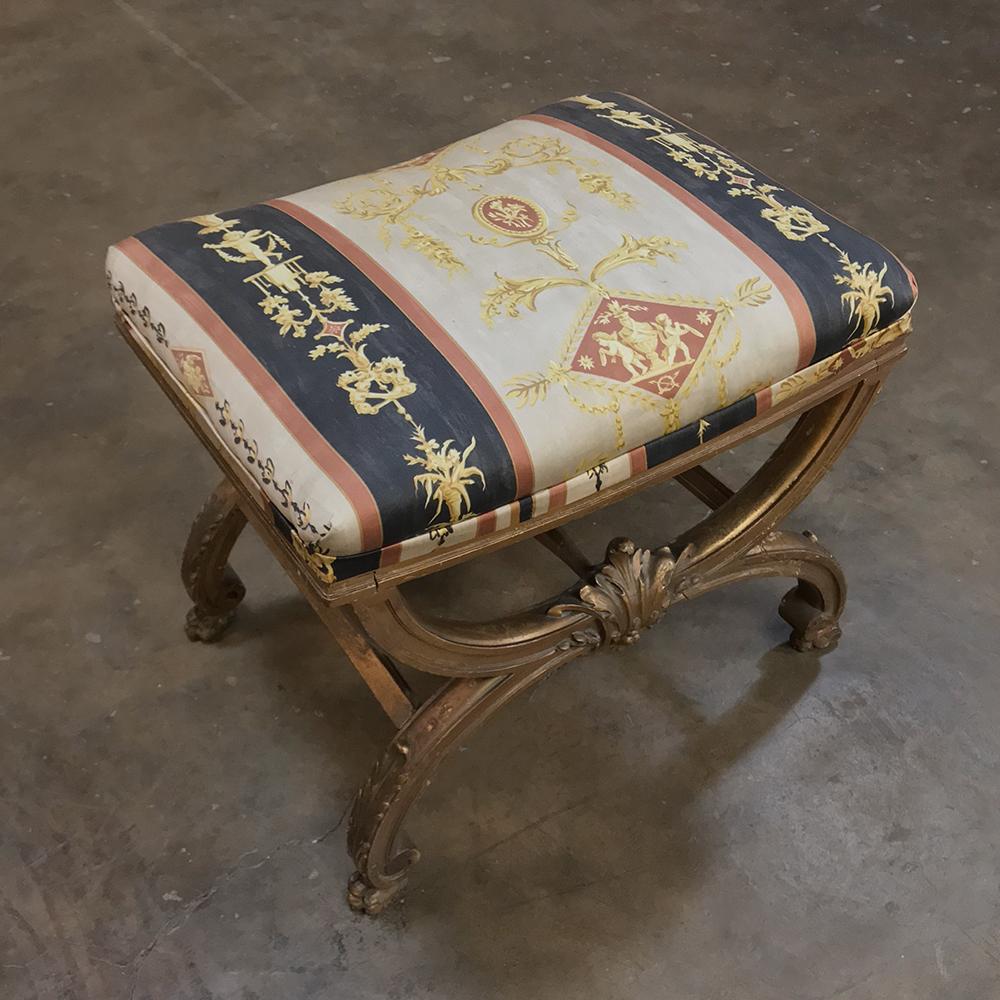 Late 19th Century 19th Century French Baroque Giltwood Hand-Carved Stool