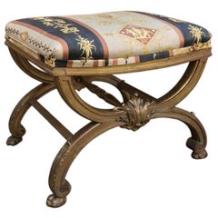19th Century French Baroque Giltwood Hand-Carved Stool