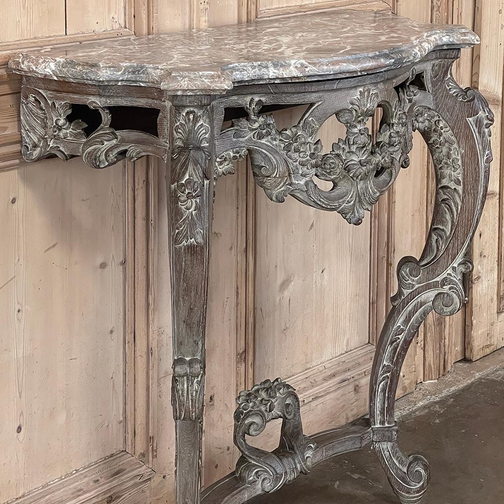 19th Century French Baroque Marble Top Console with Ceruse Finish For Sale 3