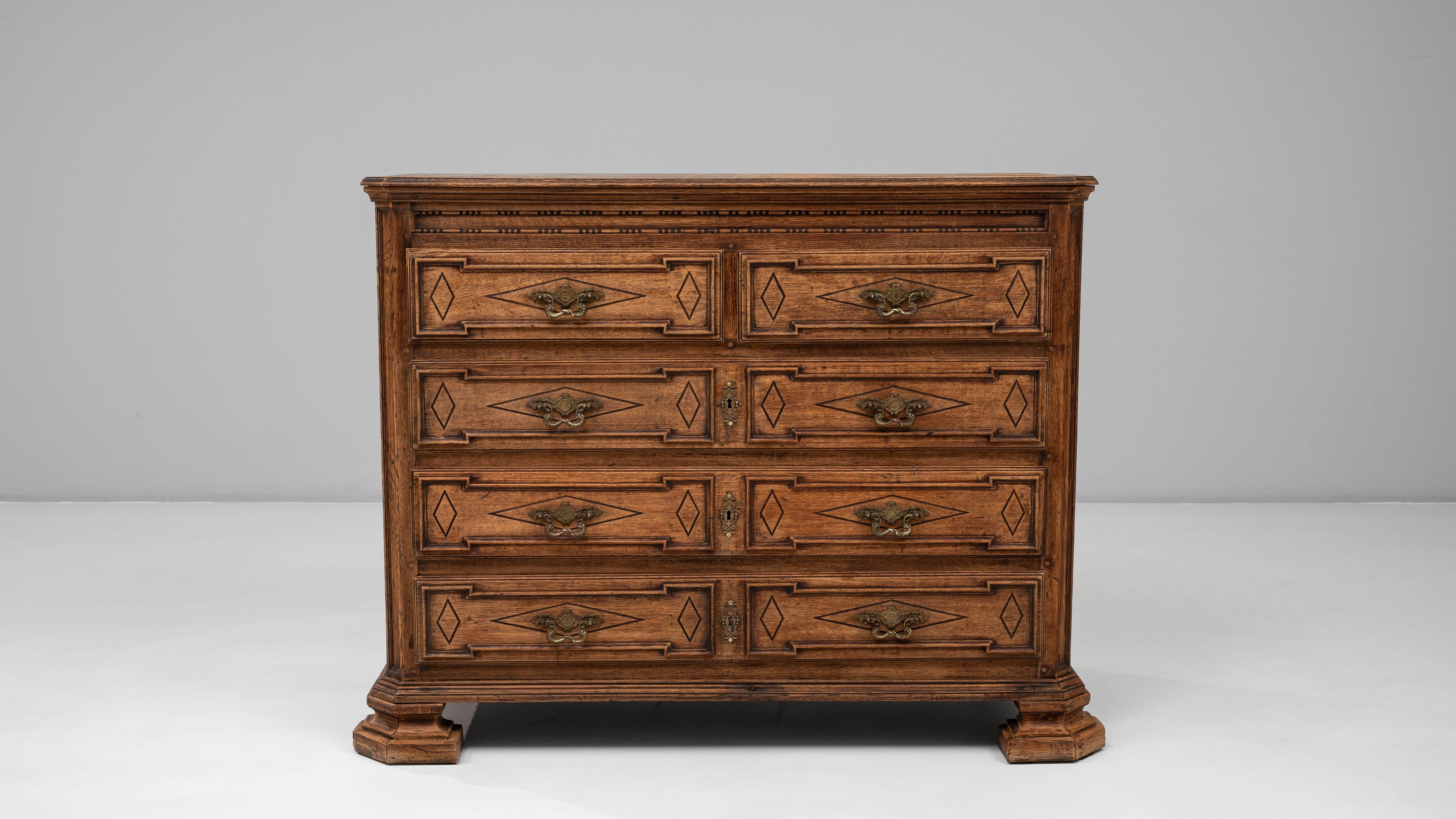 Französische Barockkommode aus Eiche des 19. (Eichenholz) im Angebot