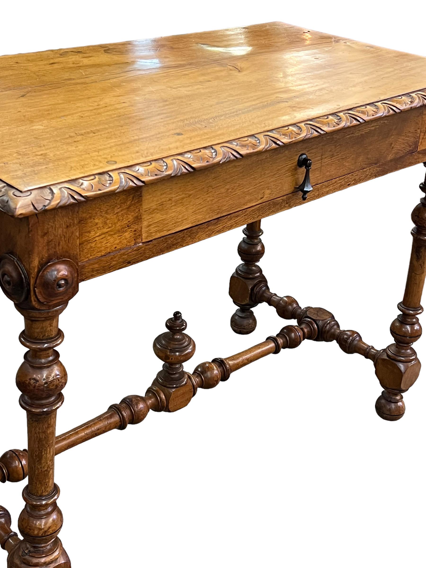 19th Century French Baroque Style Fruitwood Console Table or Writing Table In Good Condition For Sale In Seattle, WA