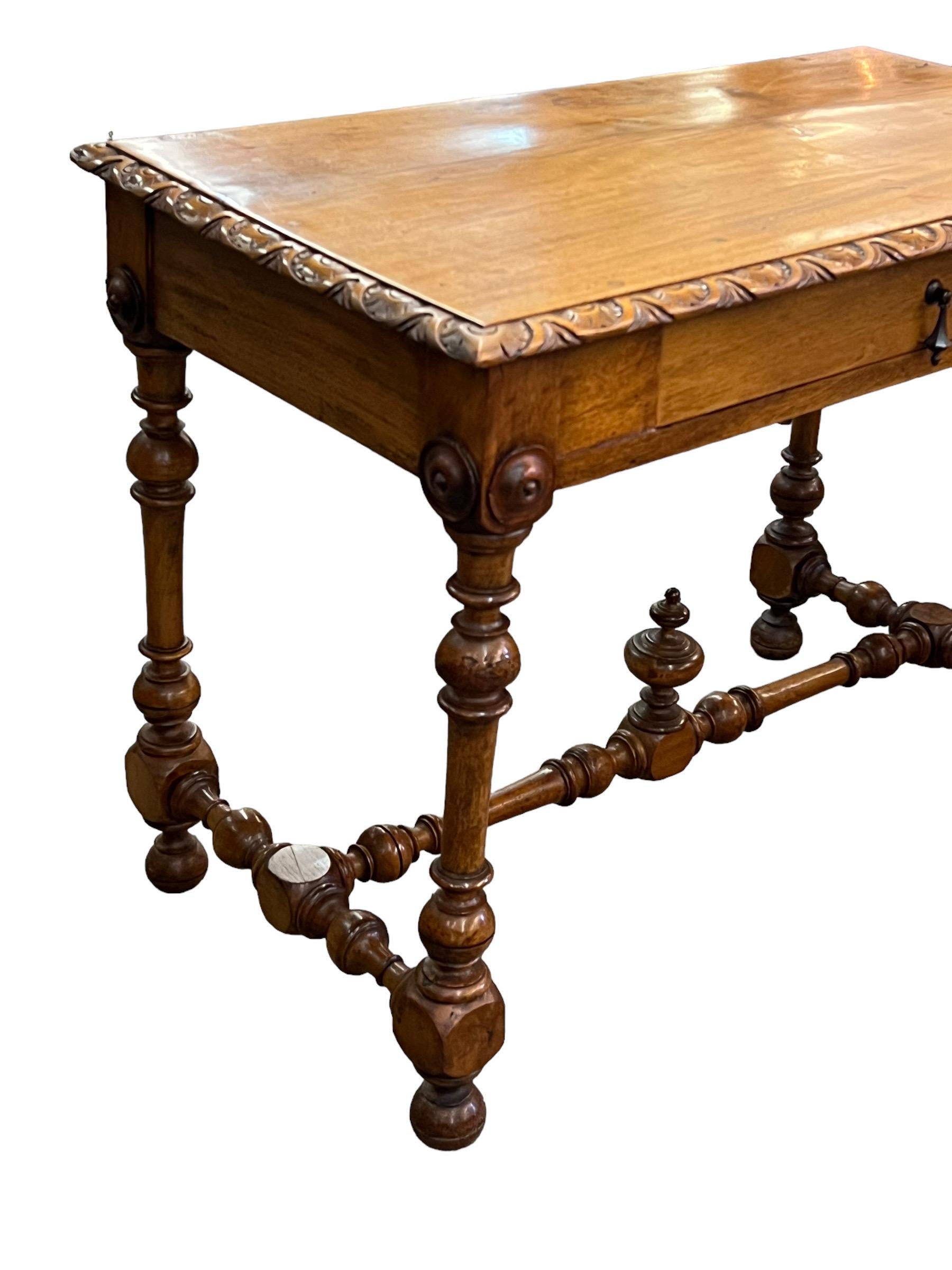 19th Century French Baroque Style Fruitwood Console Table or Writing Table For Sale 1