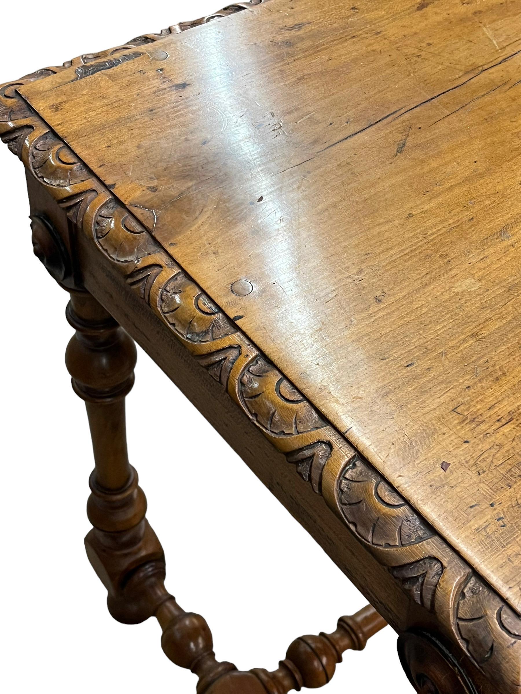 19th Century French Baroque Style Fruitwood Console Table or Writing Table For Sale 2