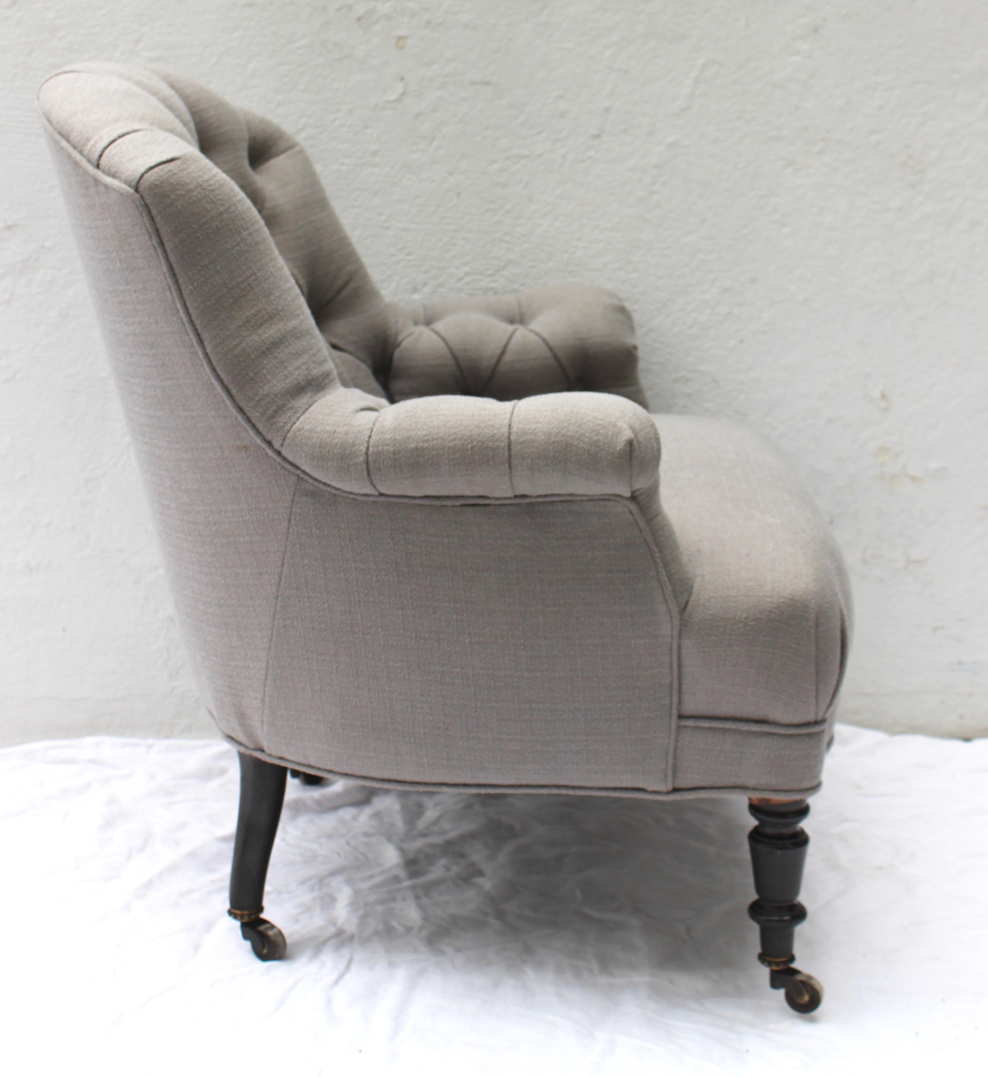 19th Century French Barrel Back Tufted Armchair 1