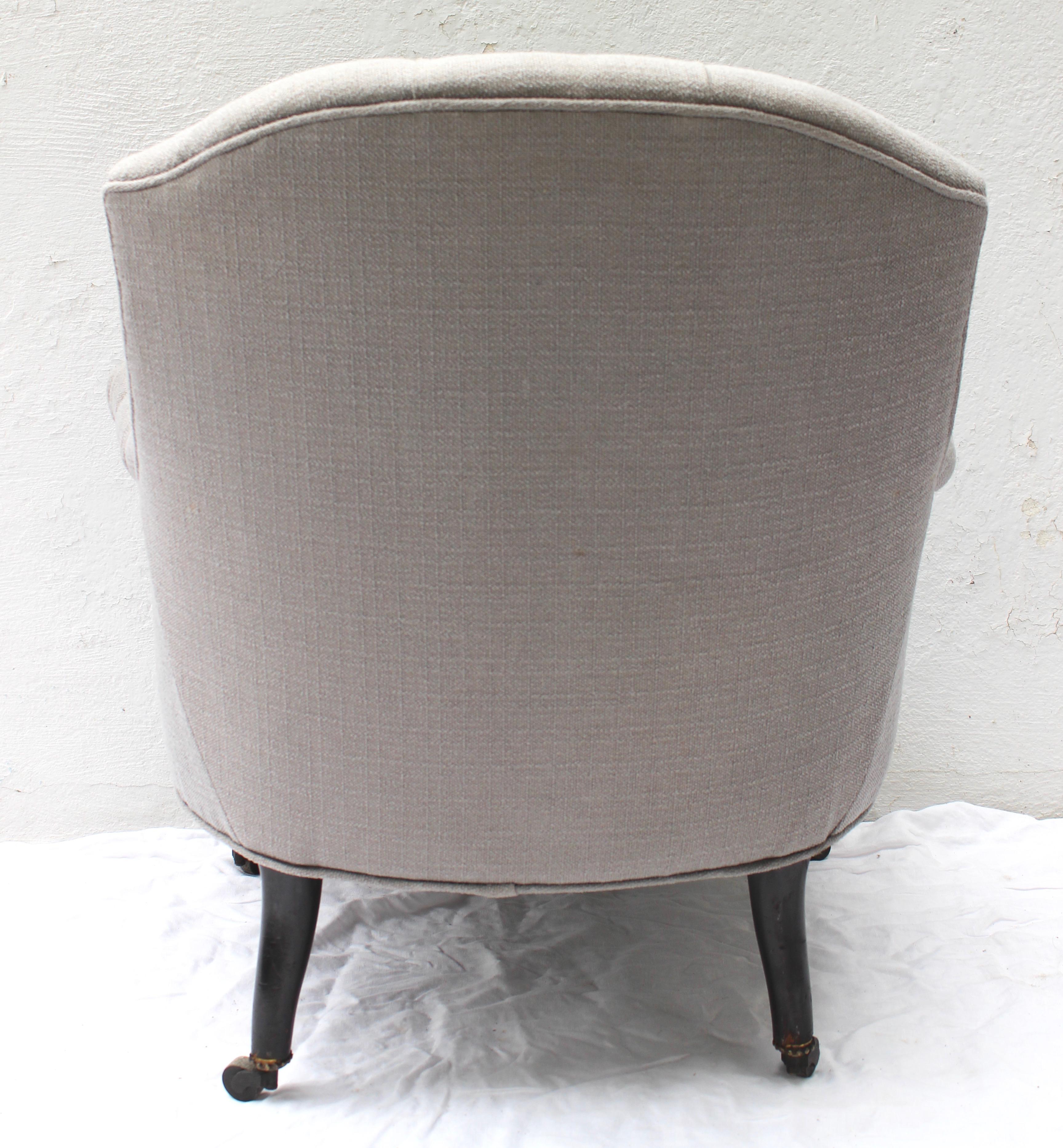 19th Century French Barrel Back Tufted Armchair 2