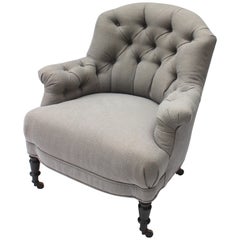19th Century French Barrel Back Tufted Armchair