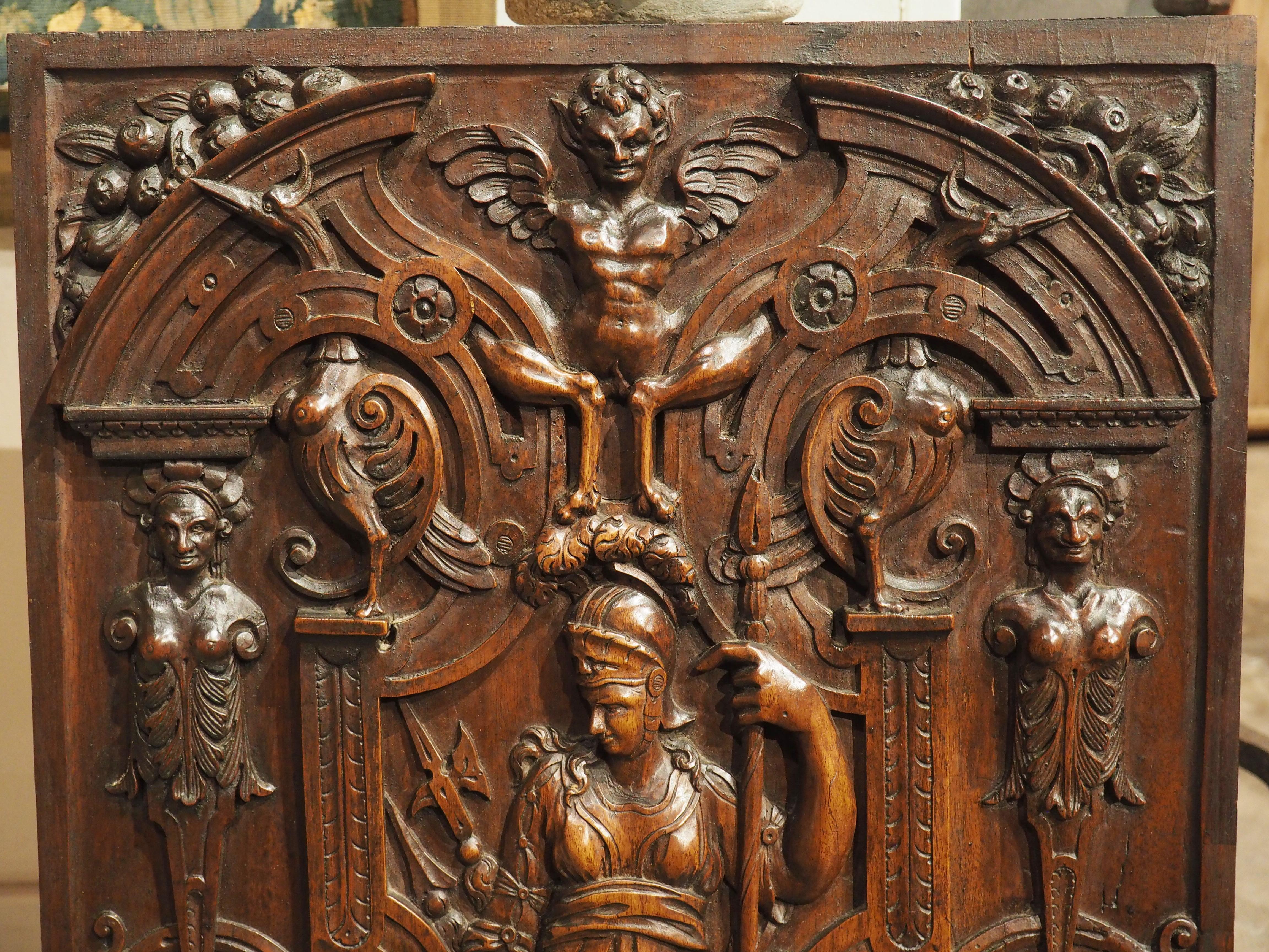 19th Century French Bas Relief Panel in Carved Walnut Wood For Sale 7