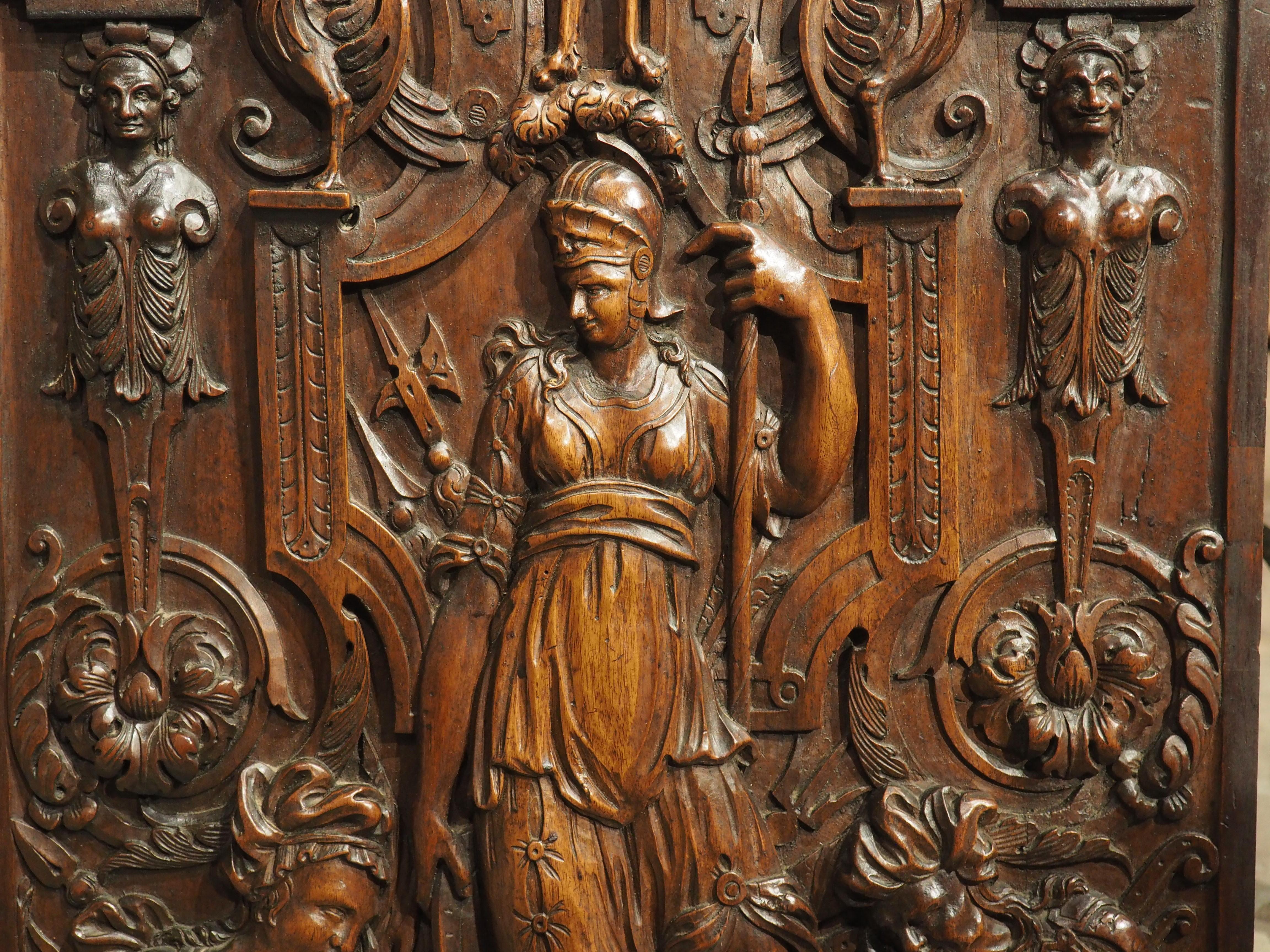 19th Century French Bas Relief Panel in Carved Walnut Wood For Sale 8