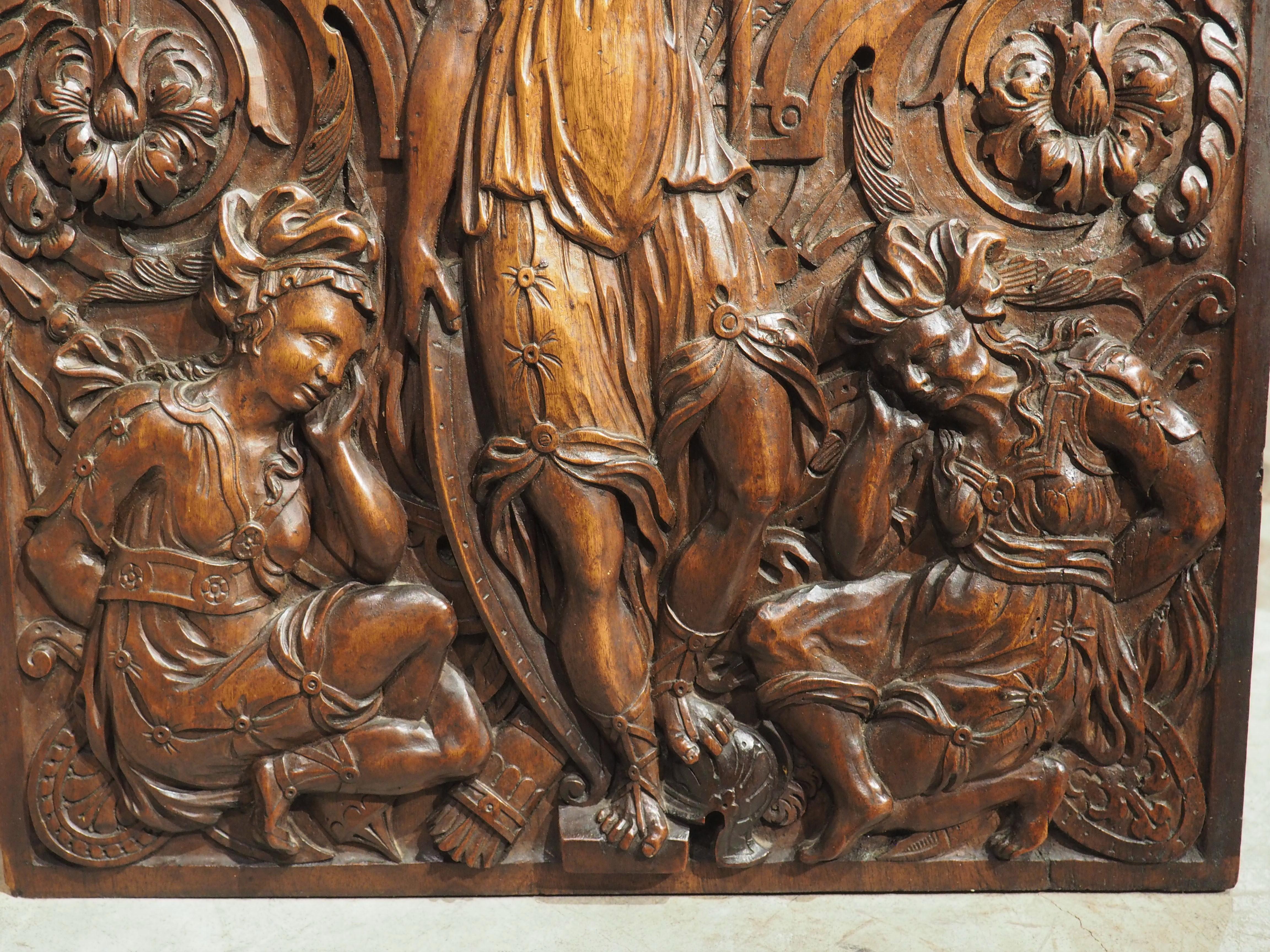 19th Century French Bas Relief Panel in Carved Walnut Wood For Sale 9