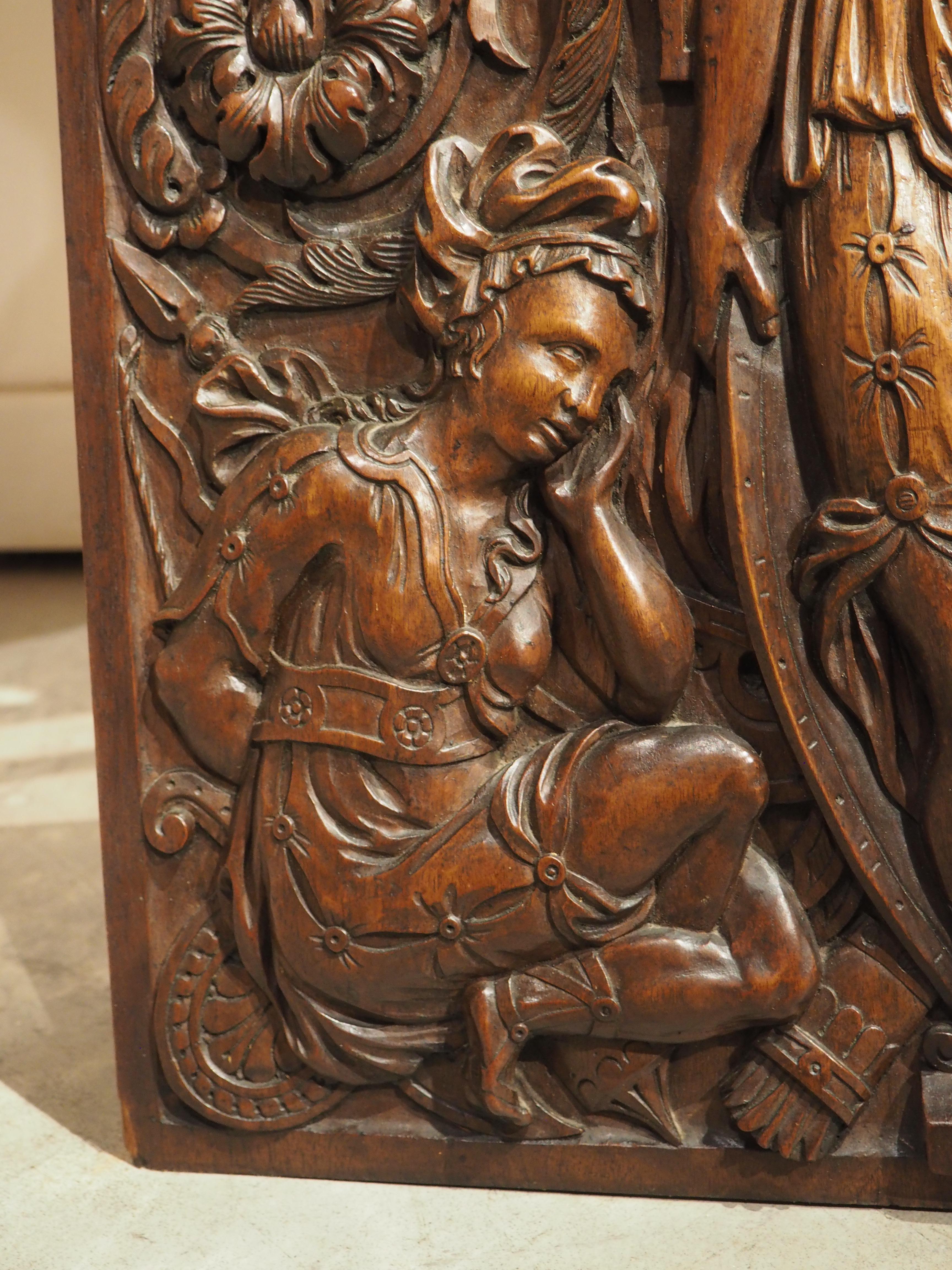 19th Century French Bas Relief Panel in Carved Walnut Wood For Sale 10