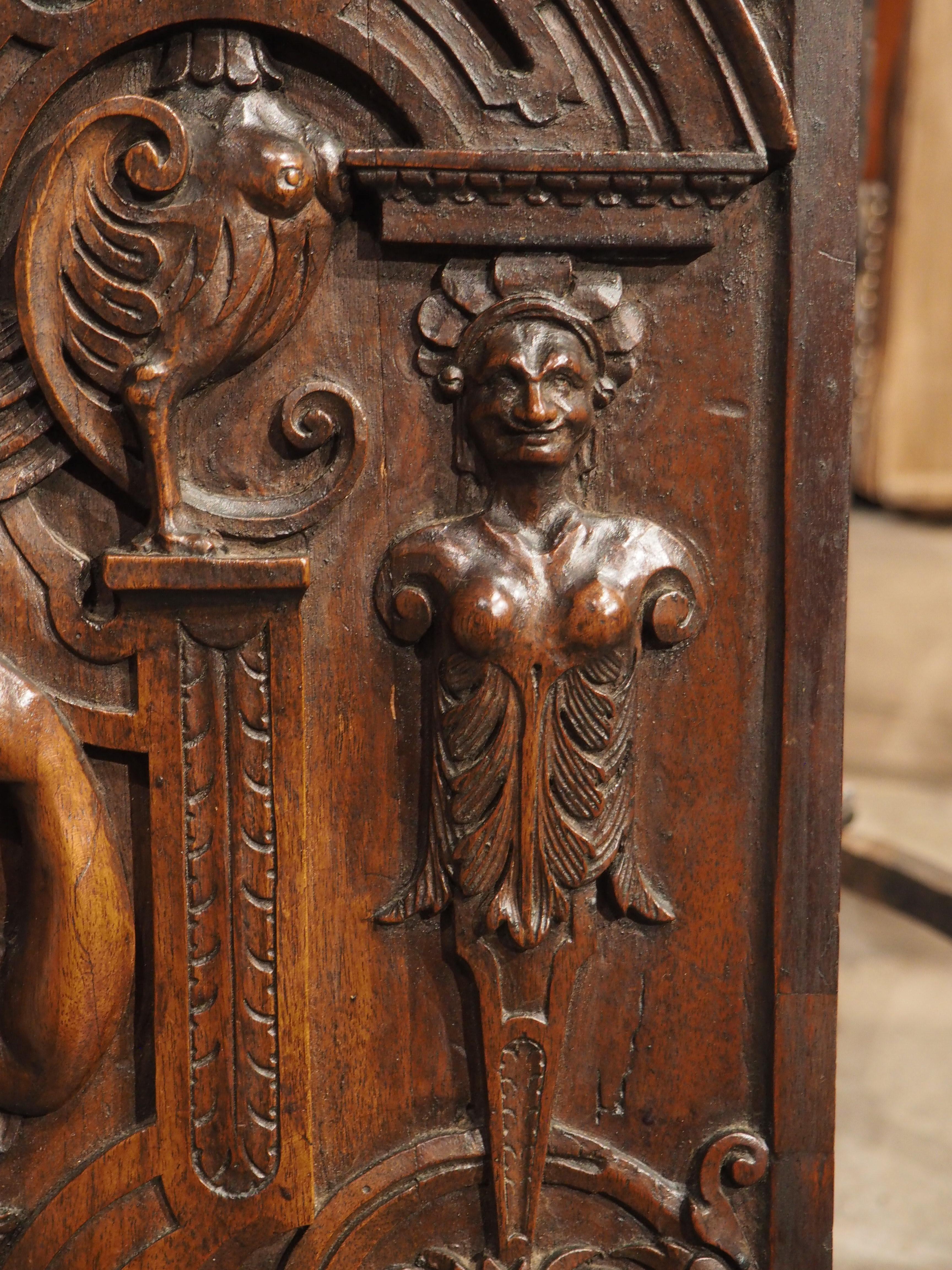 19th Century French Bas Relief Panel in Carved Walnut Wood For Sale 11