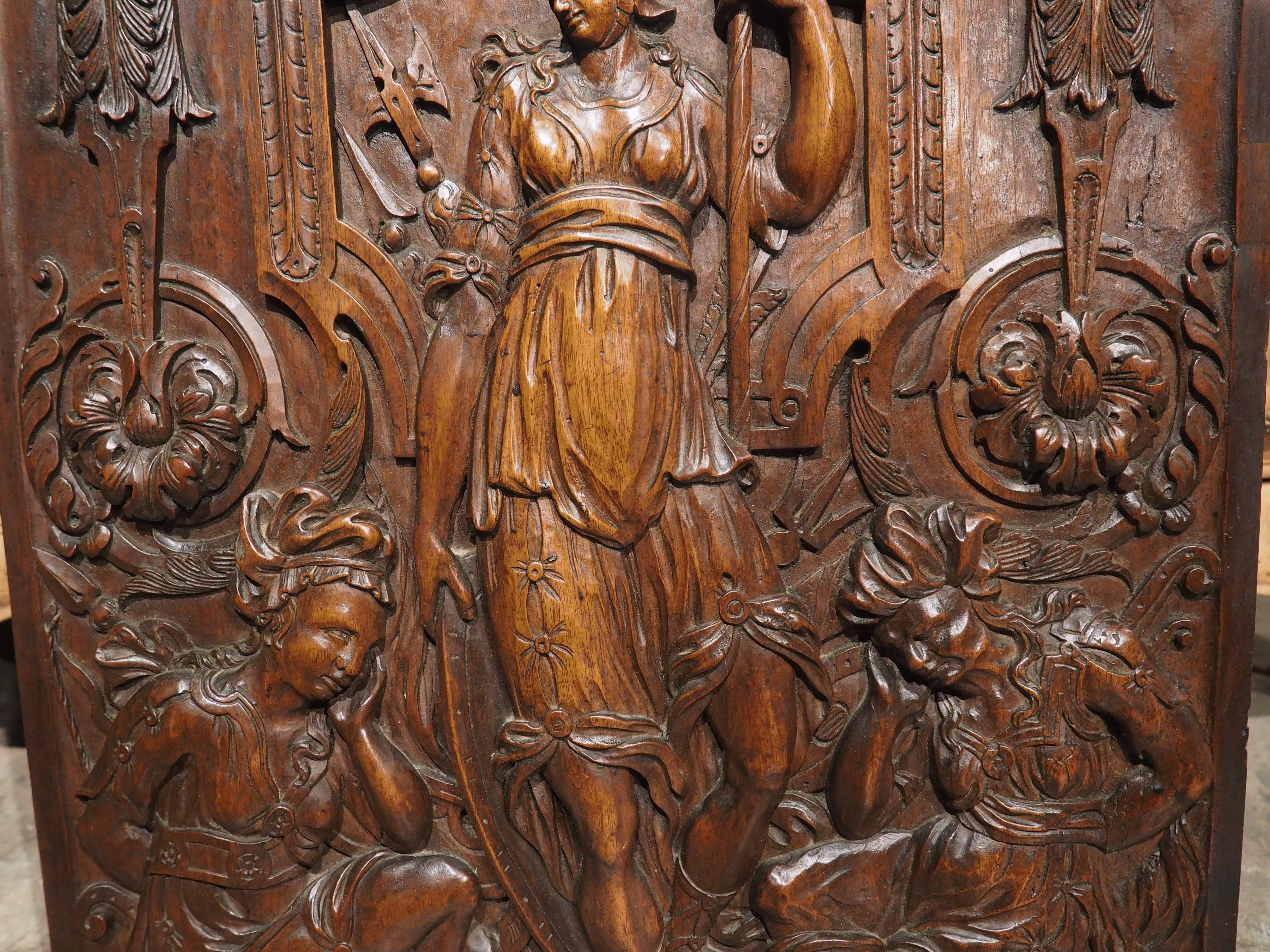 19th Century French Bas Relief Panel in Carved Walnut Wood For Sale 12