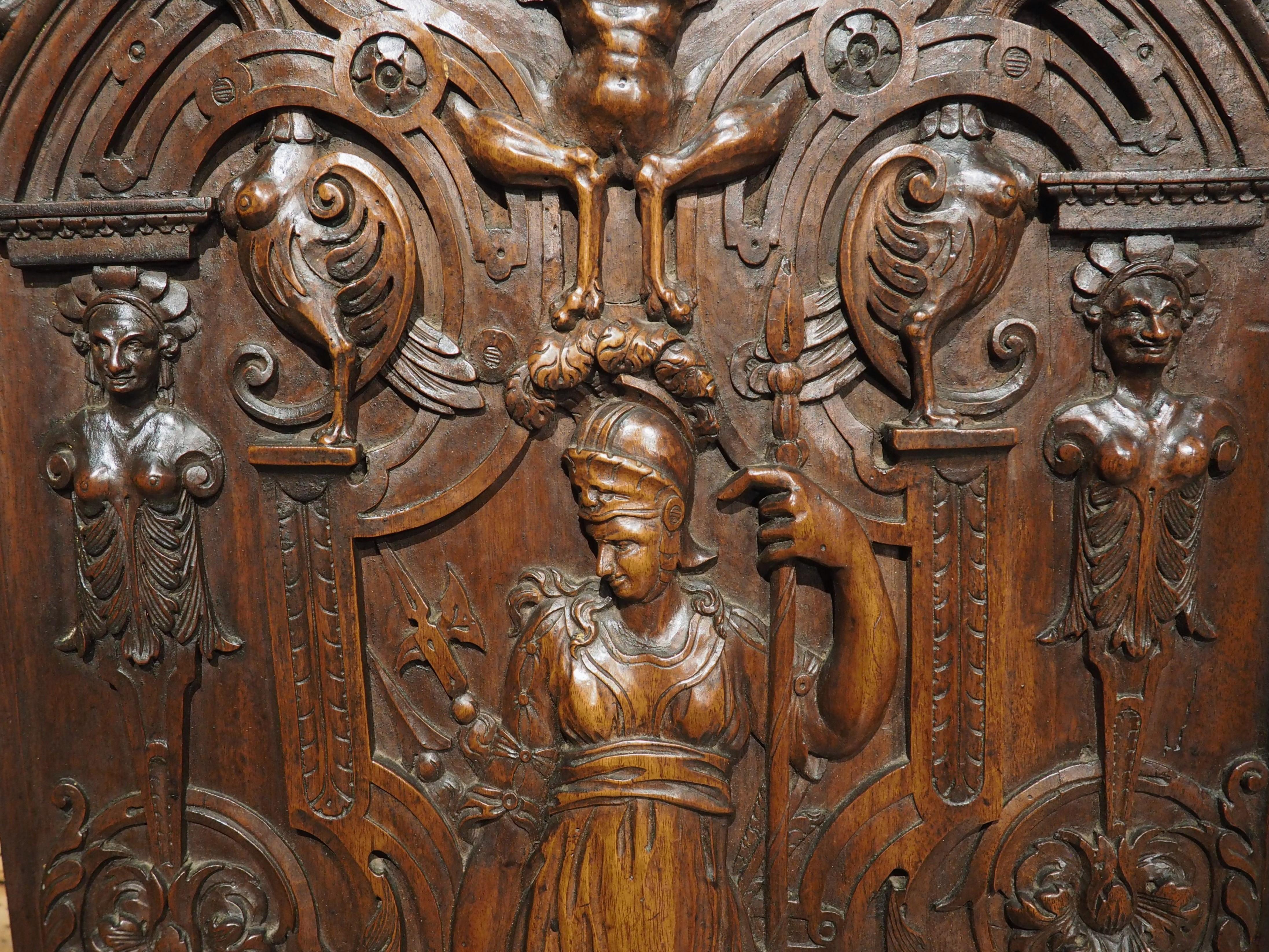 19th Century French Bas Relief Panel in Carved Walnut Wood For Sale 13